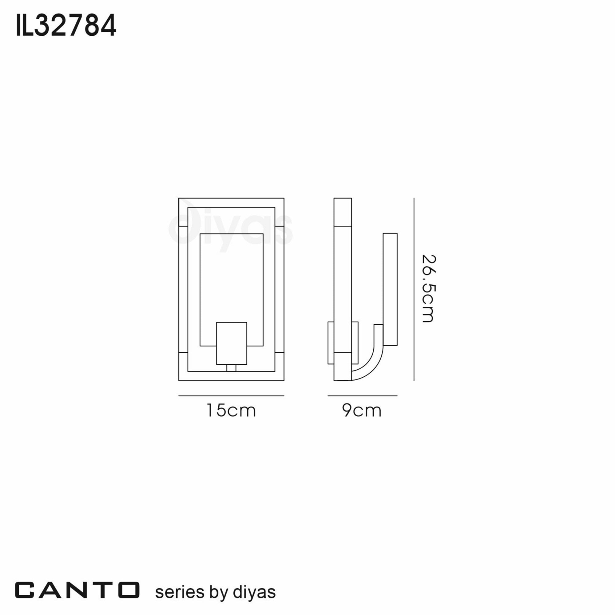 Diyas Canto Wall Lamp Single Light E27 - Polished Nickel/Acrylic