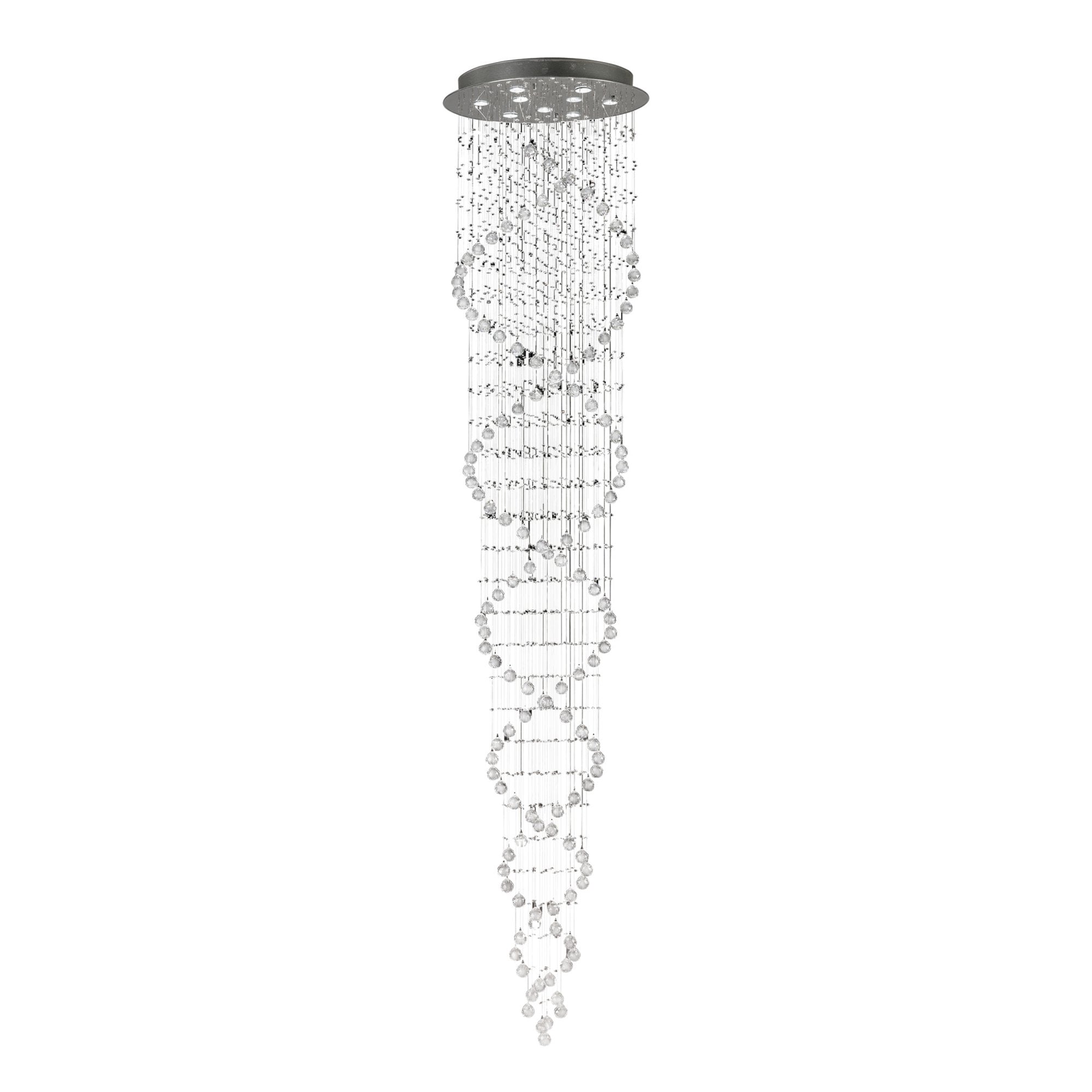 Diyas IL31377 Colorado Pendant Tall Corkscrew 9 Light 2000mm - Polished Chrome/Crystal