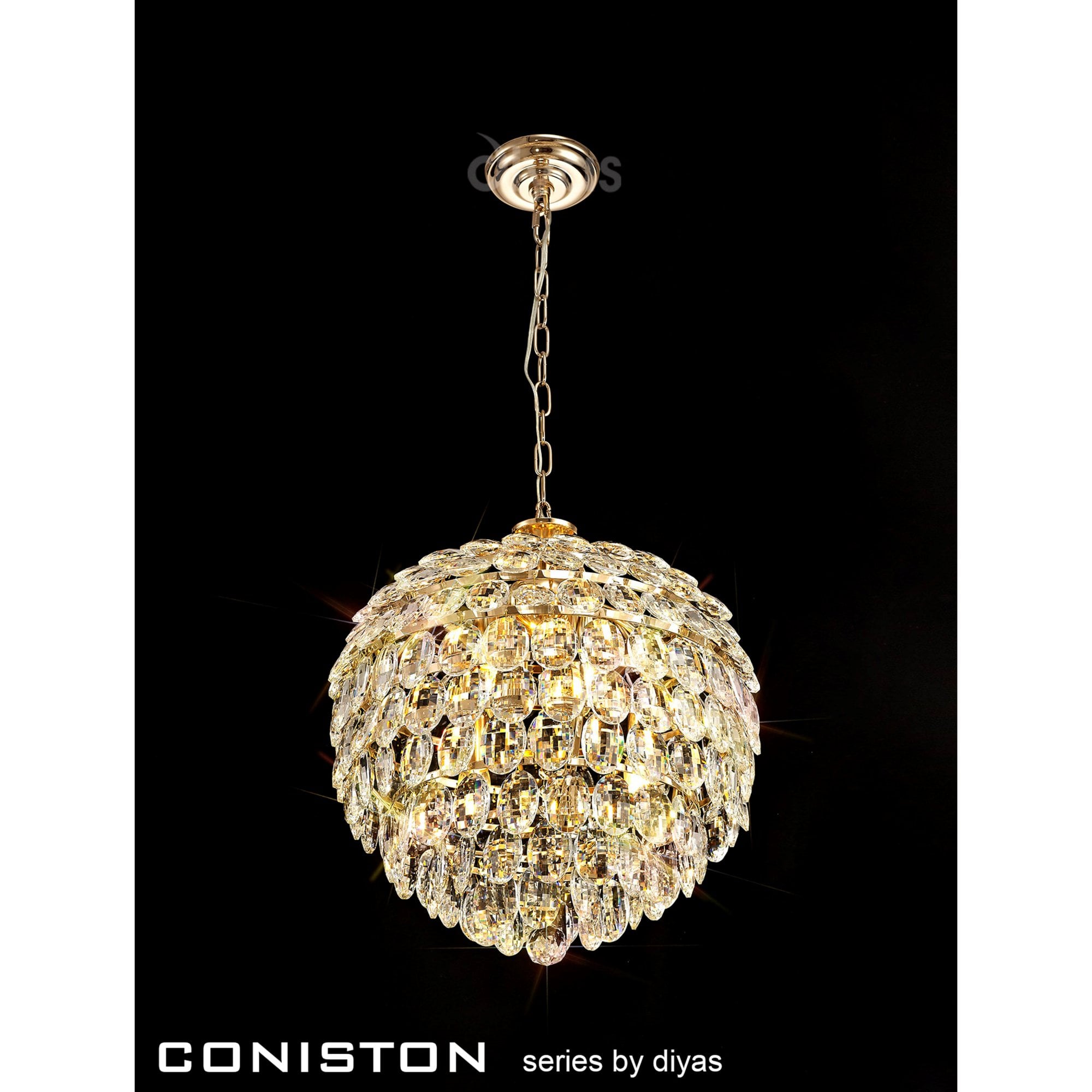Diyas Coniston Pendant 6 Light E14 - French Gold/Crystal