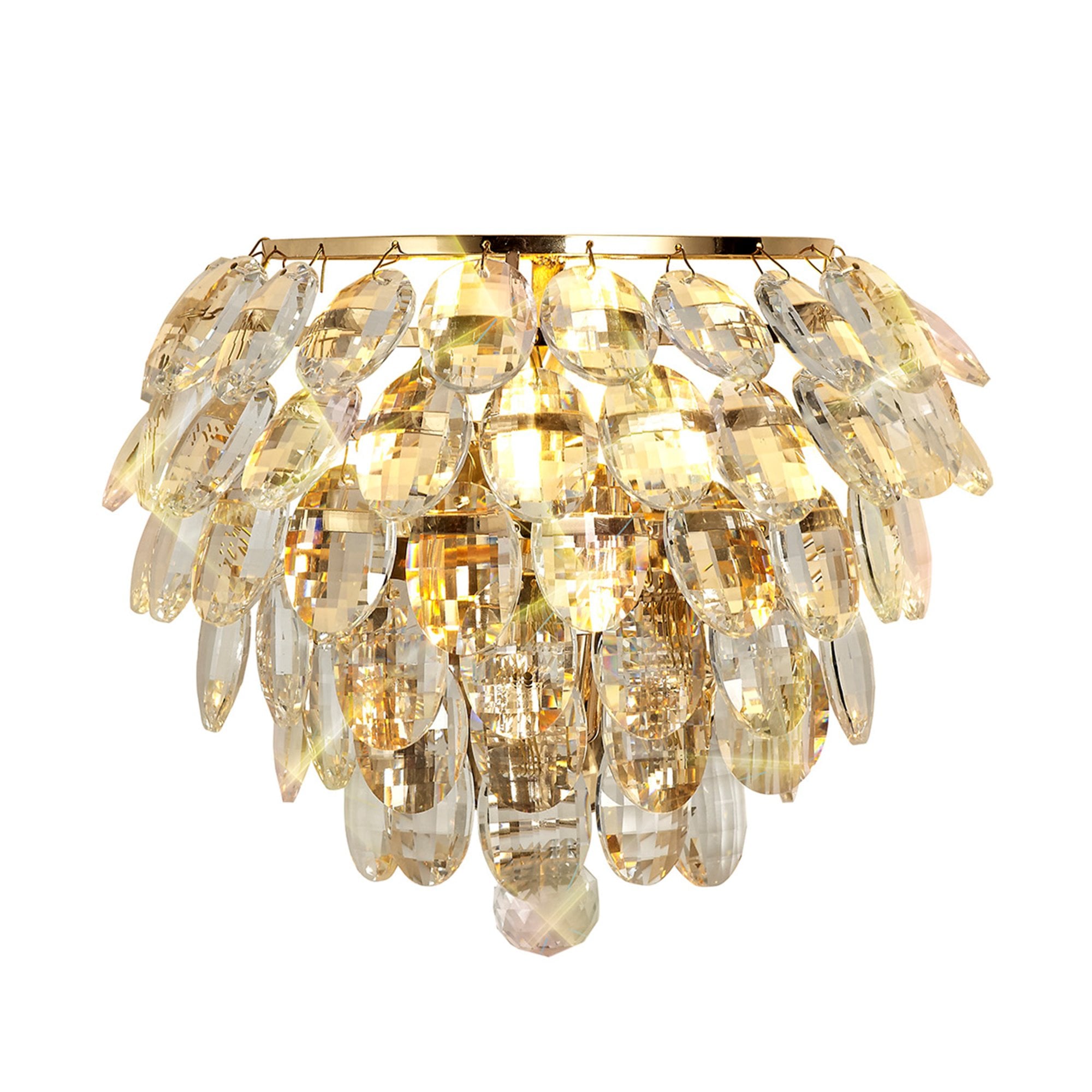 Diyas Coniston Wall Lamp Single Light E14 - French Gold/Crystal