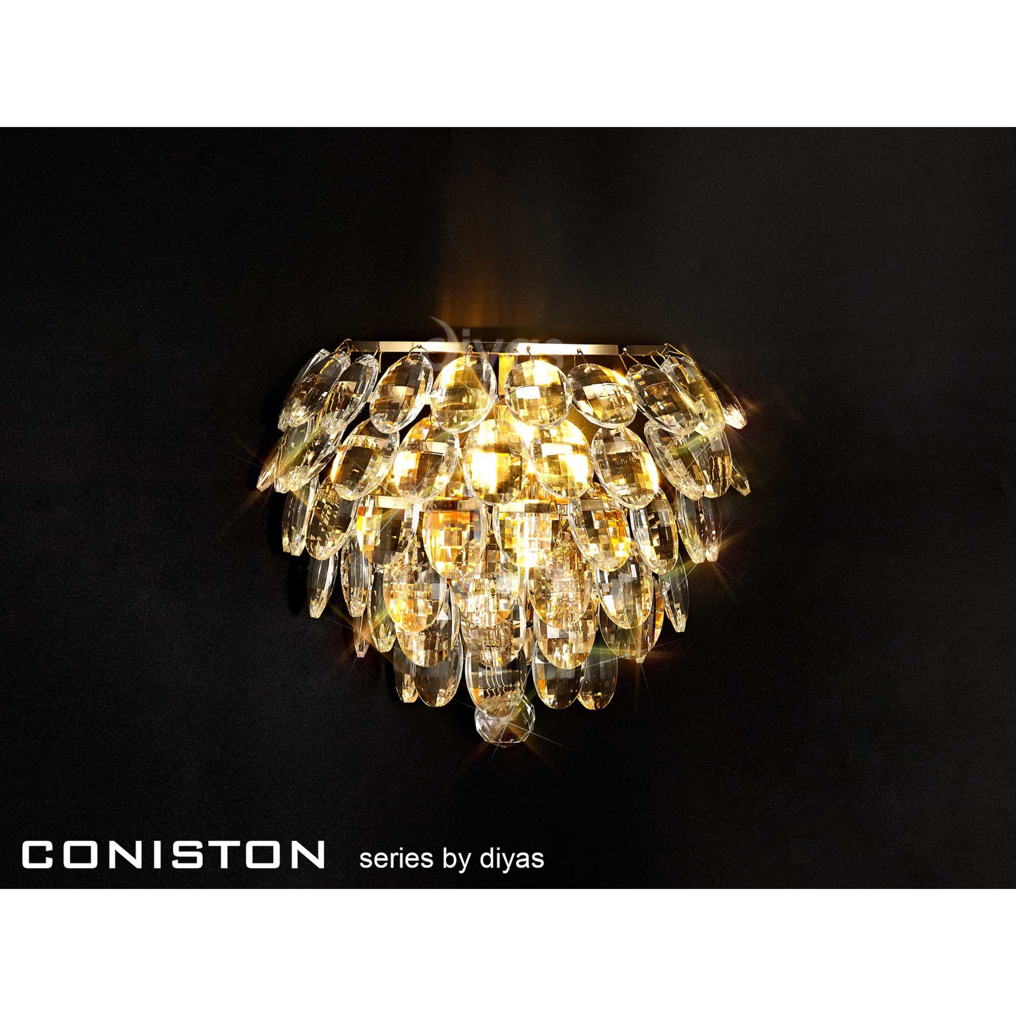 Diyas Coniston Wall Lamp Single Light E14 - French Gold/Crystal