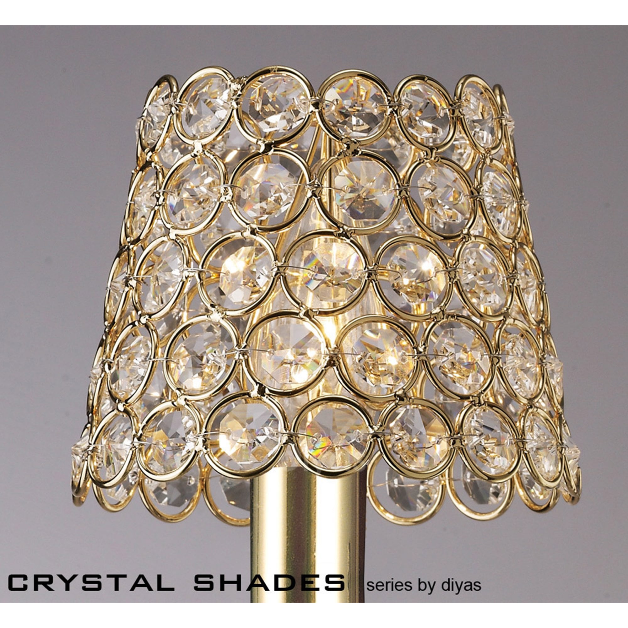 Diyas ILS10702 Clip On Crystal Ring Shade - French Gold - 8.5/12cm - Shade Only