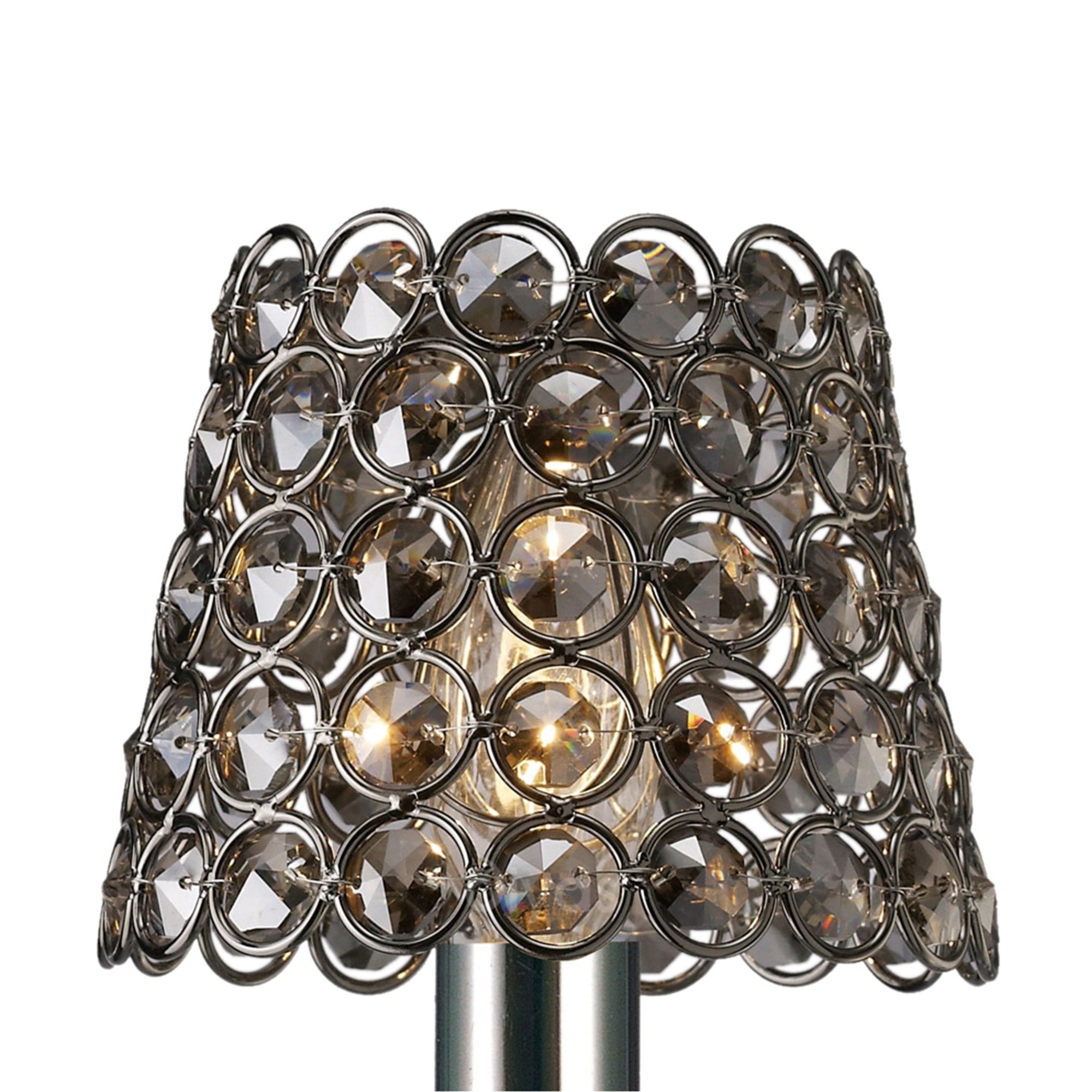 Diyas ILS10703 Clip On Crystal Ring Shade - Black Chrome - 8.5/12cm - Shade Only