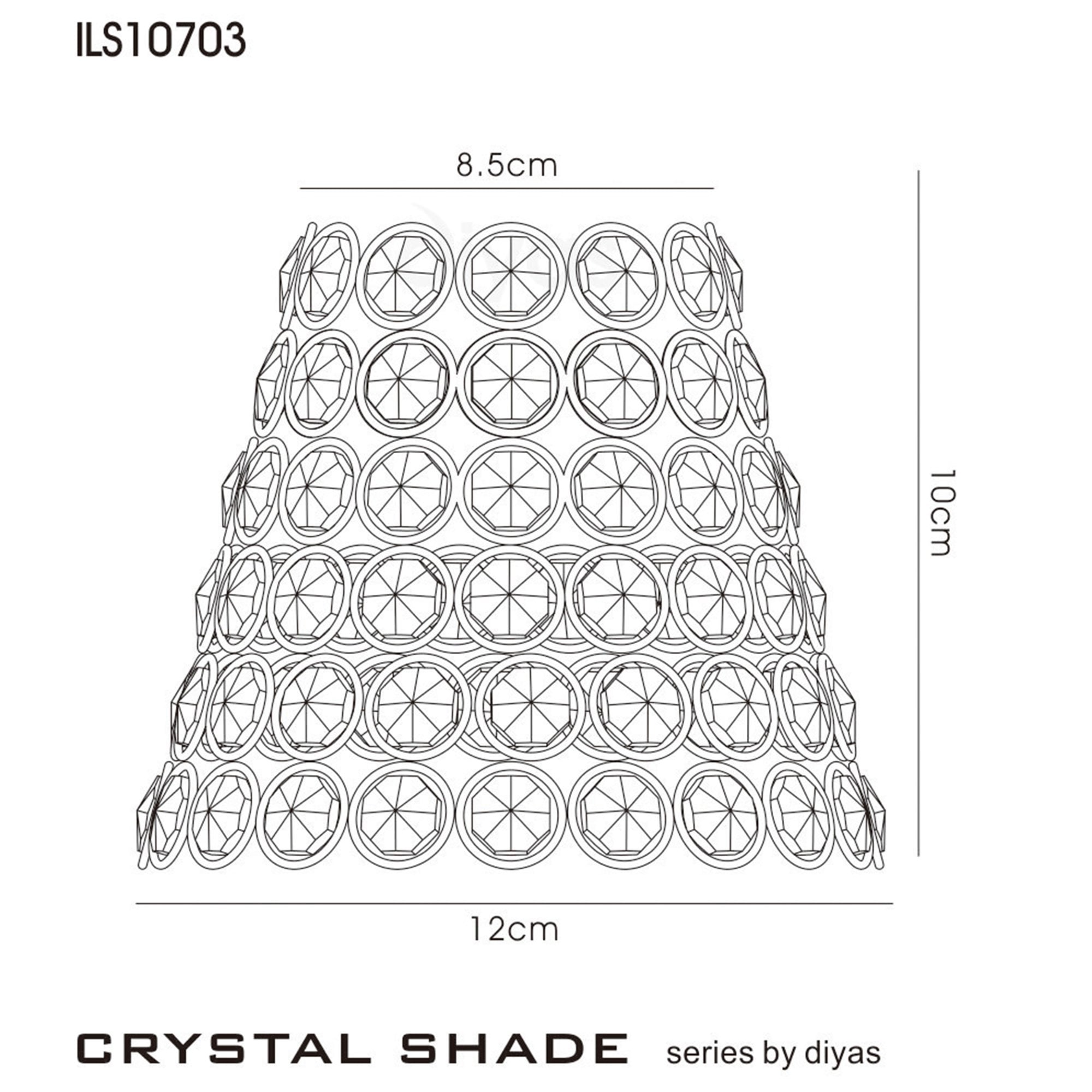 Diyas ILS10703 Clip On Crystal Ring Shade - Black Chrome - 8.5/12cm - Shade Only
