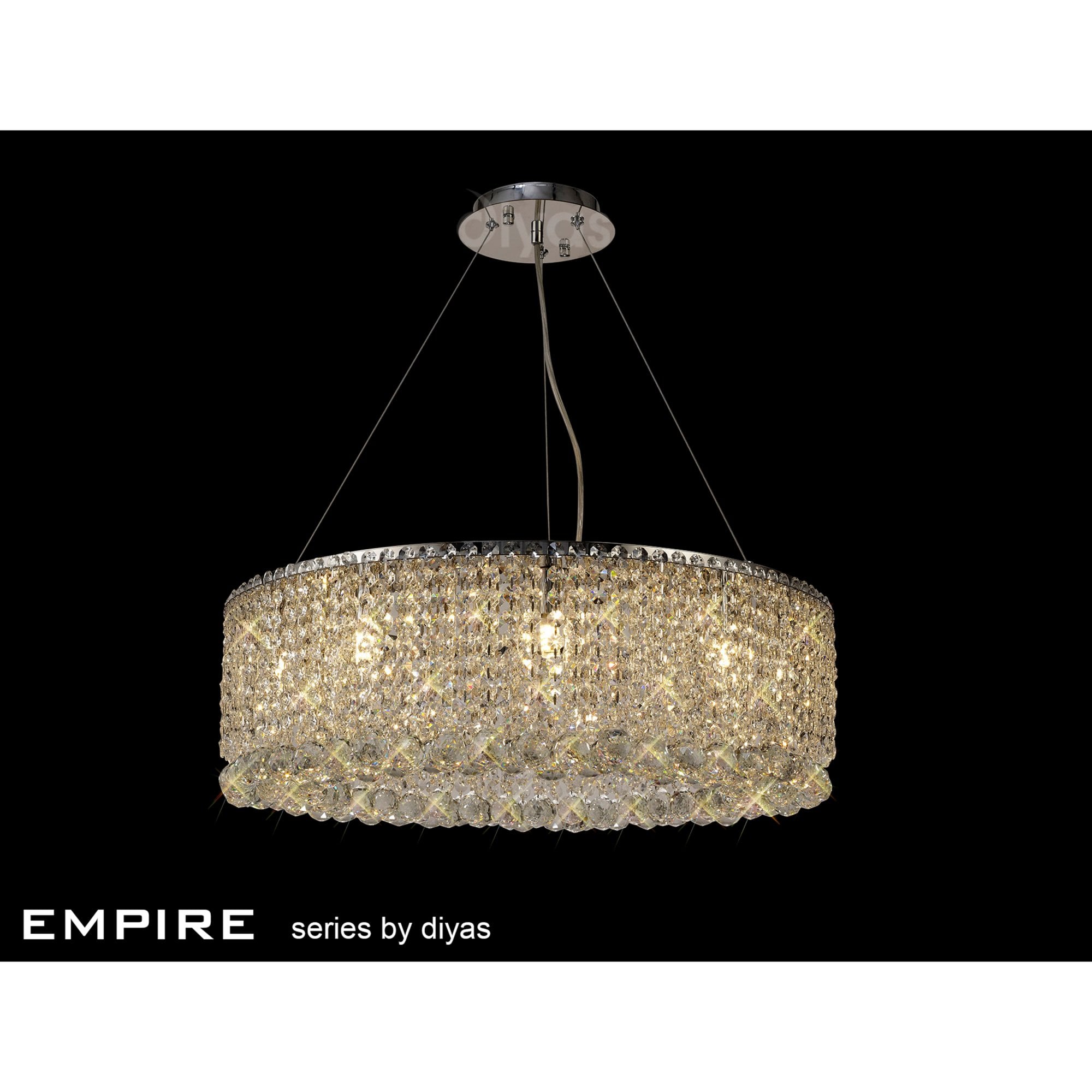 Diyas Empire 60cm Round Pendant Chandelier - Polished Chrome/Crystal