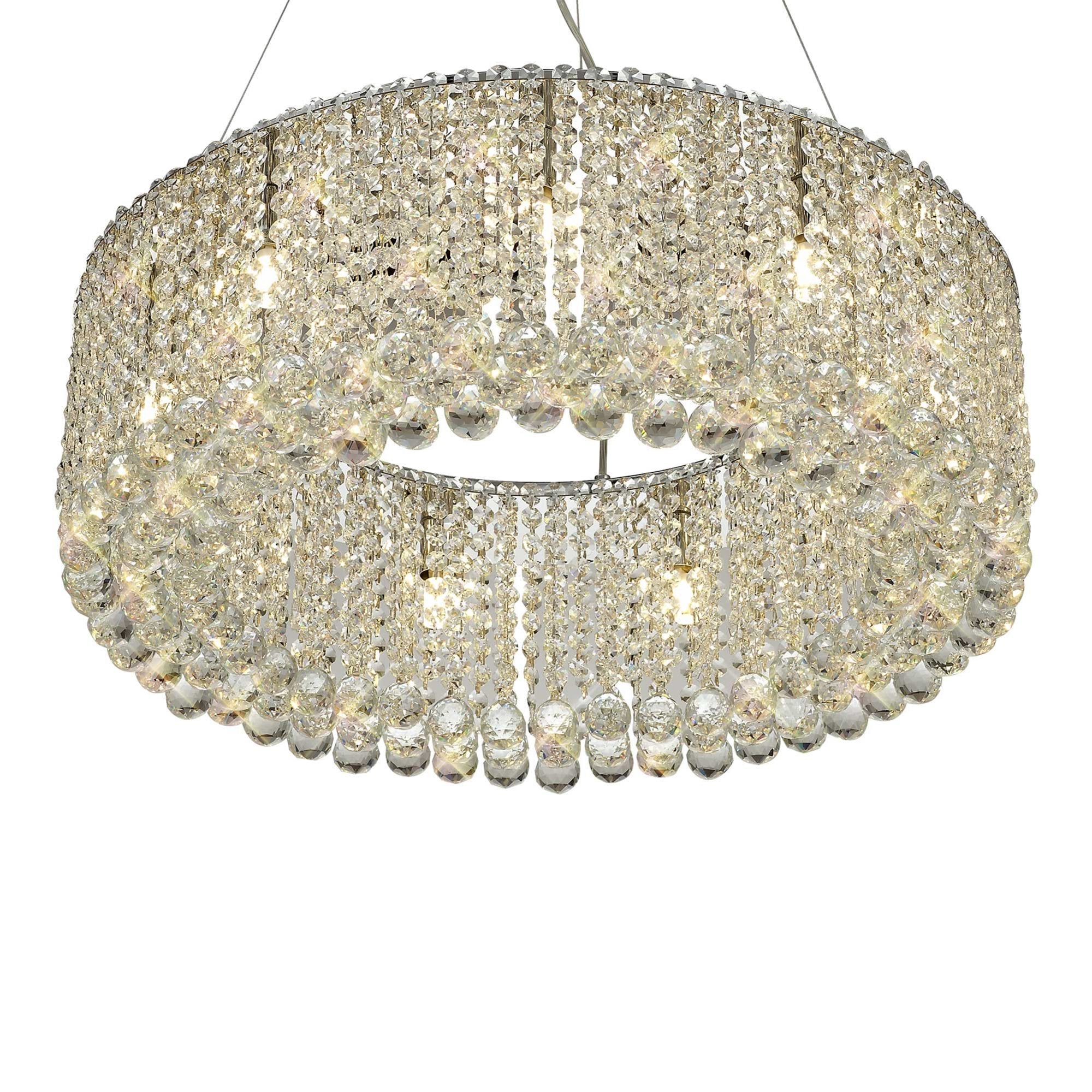 Diyas Empire 60cm Round Pendant Chandelier - Polished Chrome/Crystal