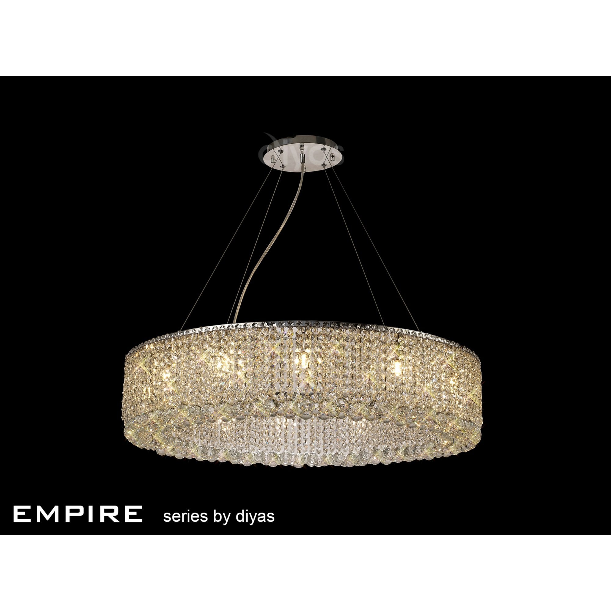 Diyas Empire 85cm Round Pendant Chandelier - Polished Chrome/Crystal
