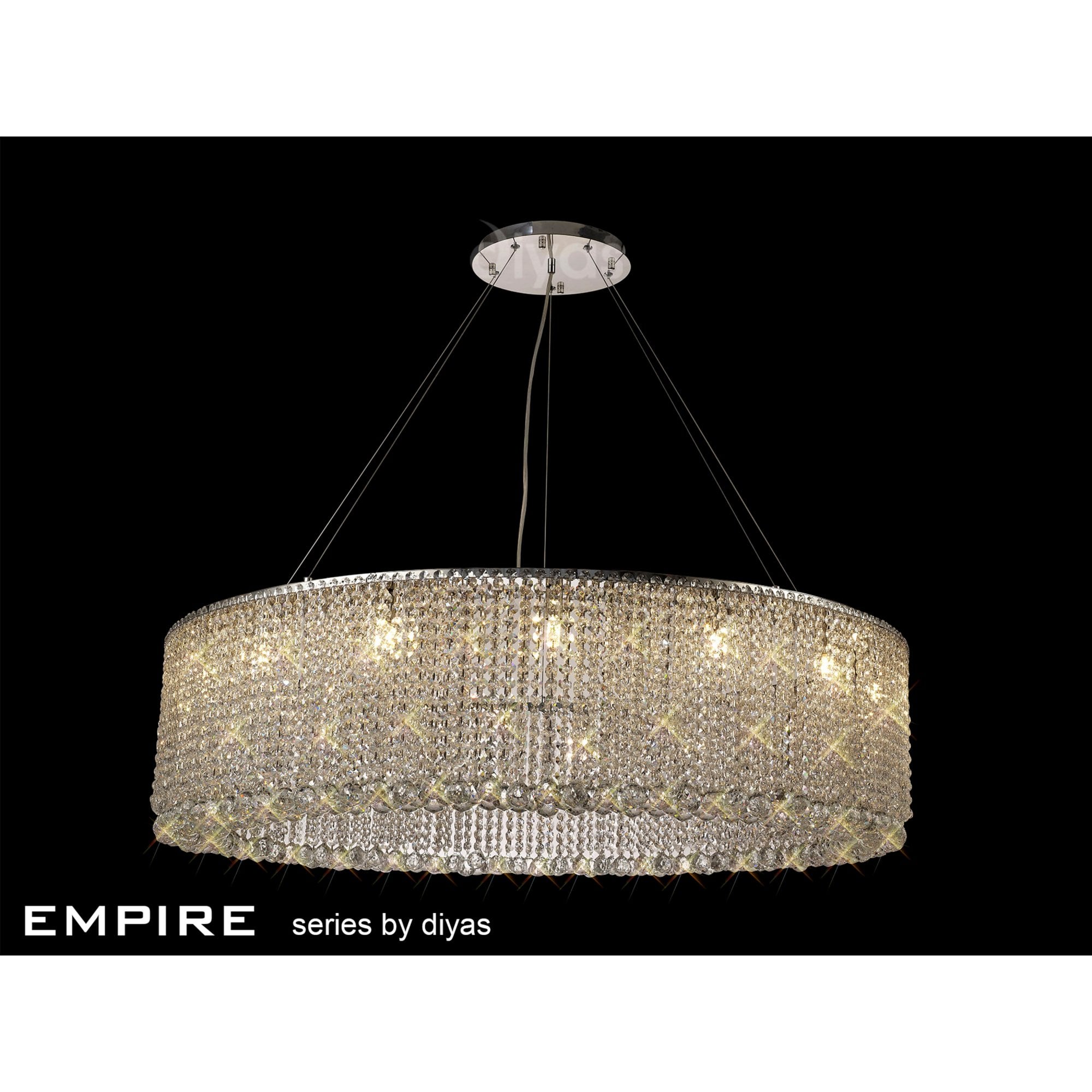 Diyas Empire 110cm Round Pendant Chandelier - Polished Chrome/Crystal