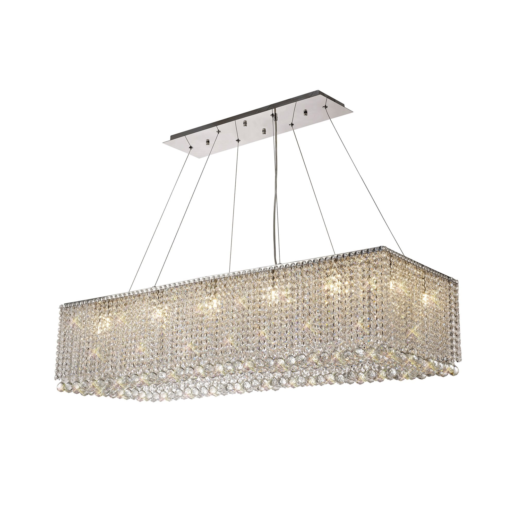 Diyas Empire 122x51cm Rectangular Pendant Chandelier - Polished Chrome/Crystal