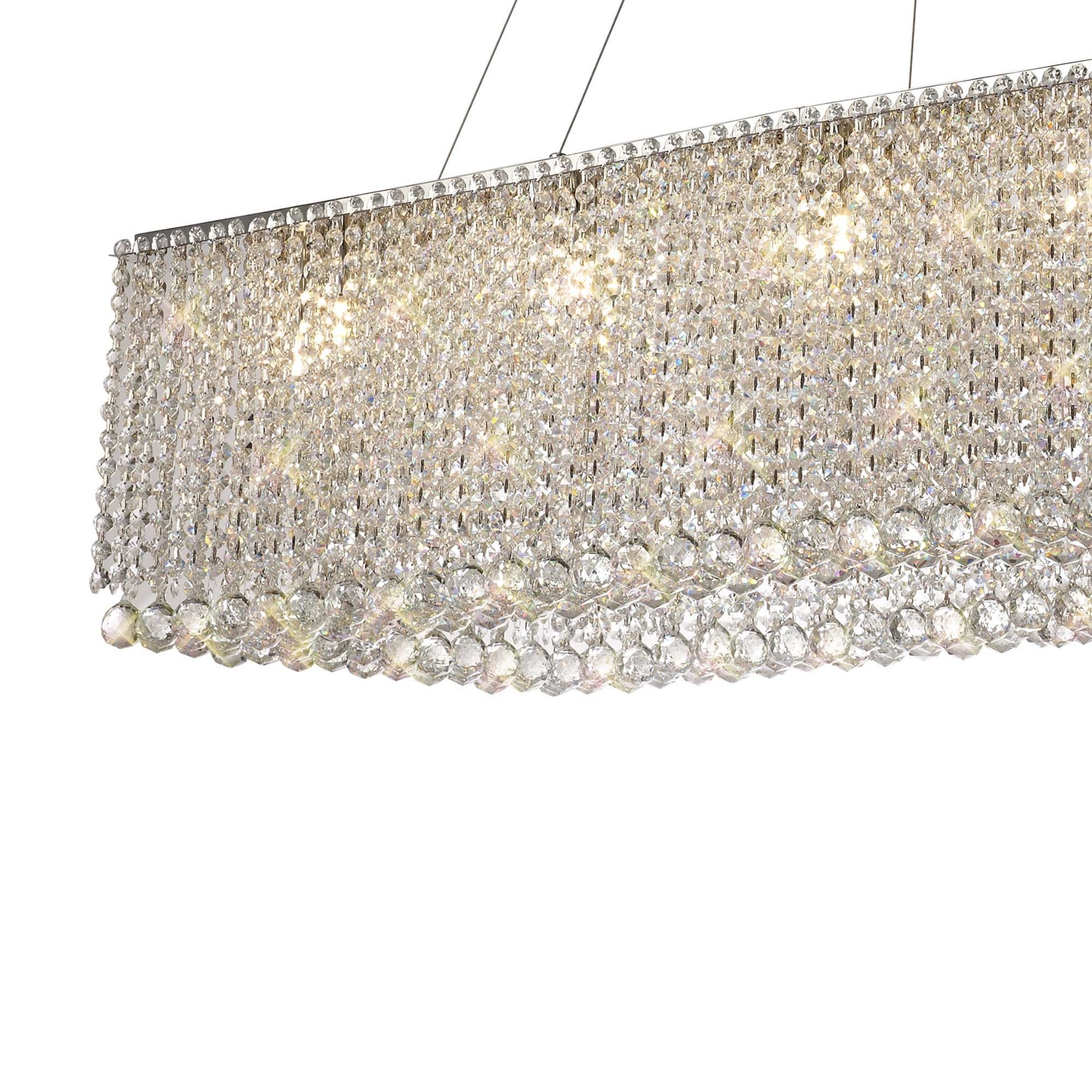 Diyas Empire 122x51cm Rectangular Pendant Chandelier - Polished Chrome/Crystal