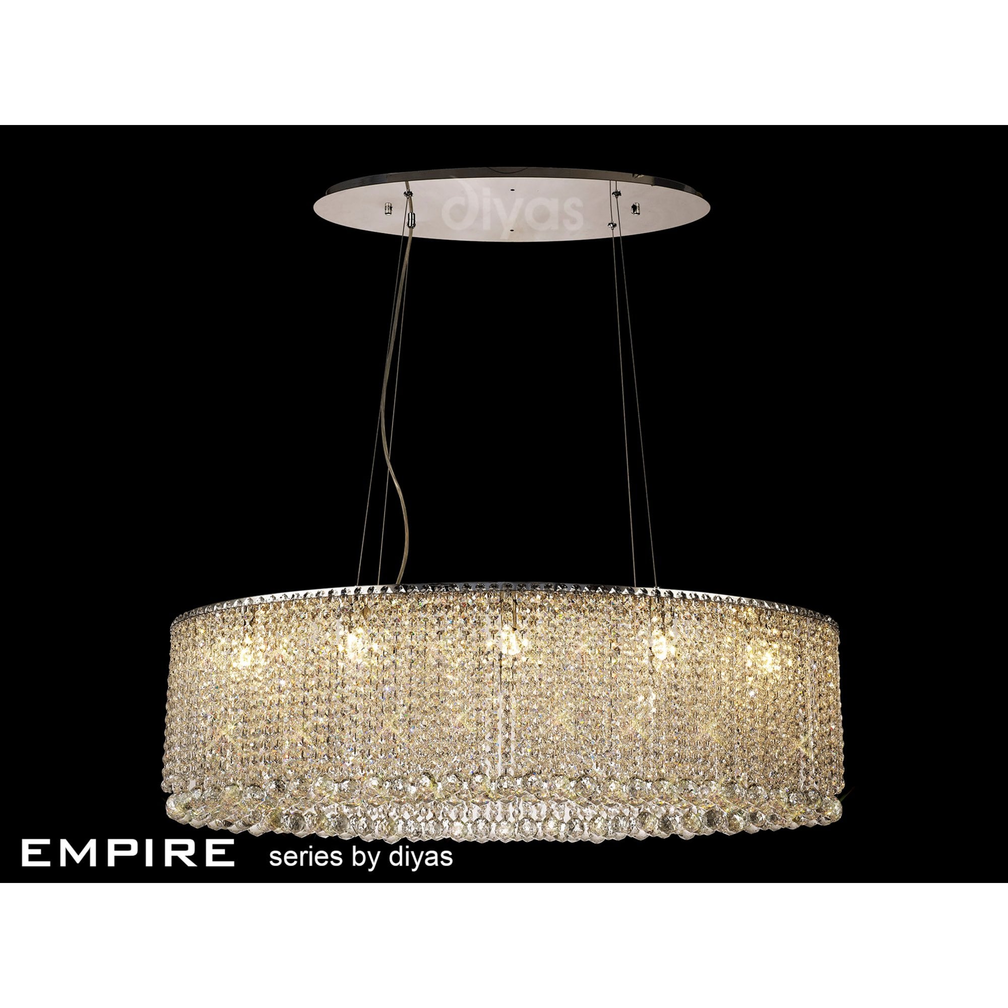 Diyas Empire 100x50cm Oval Pendant Chandelier - Polished Chrome/Crystal