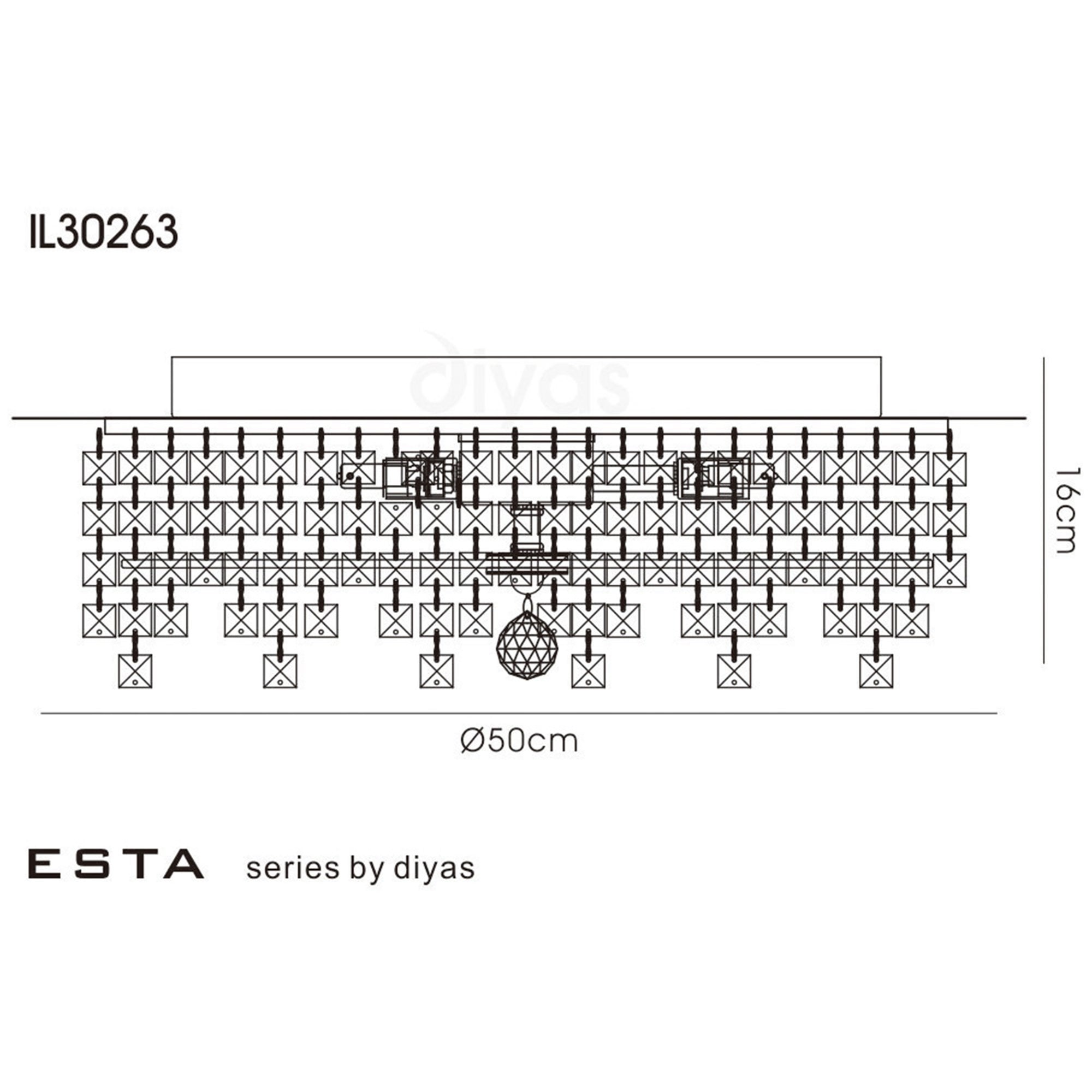 Diyas IL30263 Esta Ceiling Round 6 Light Polished Chrome/Glass/Crystal