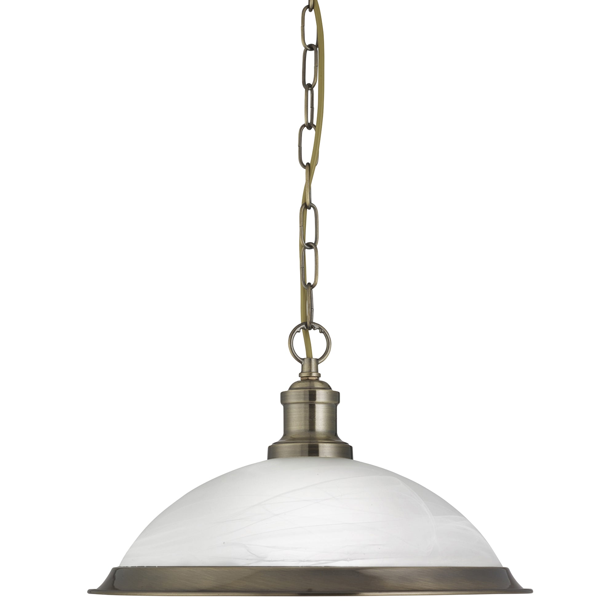 Searchlight Beech Single Pendant - Antique Brass & Marble Glass