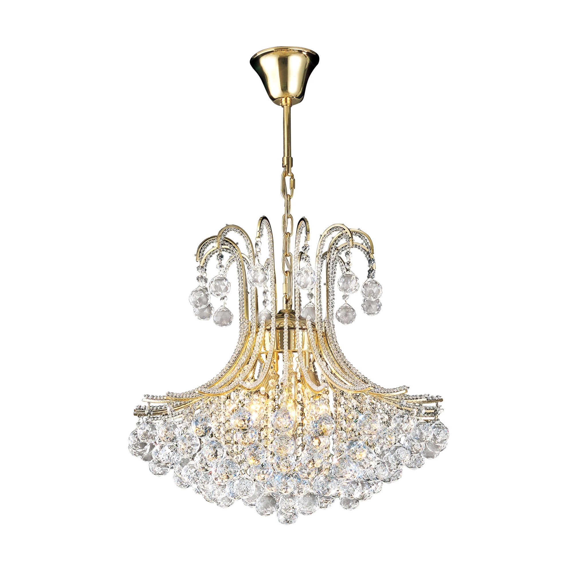 Diyas IL30217 Bask Pendant Round 6 Light French Gold/Crystal