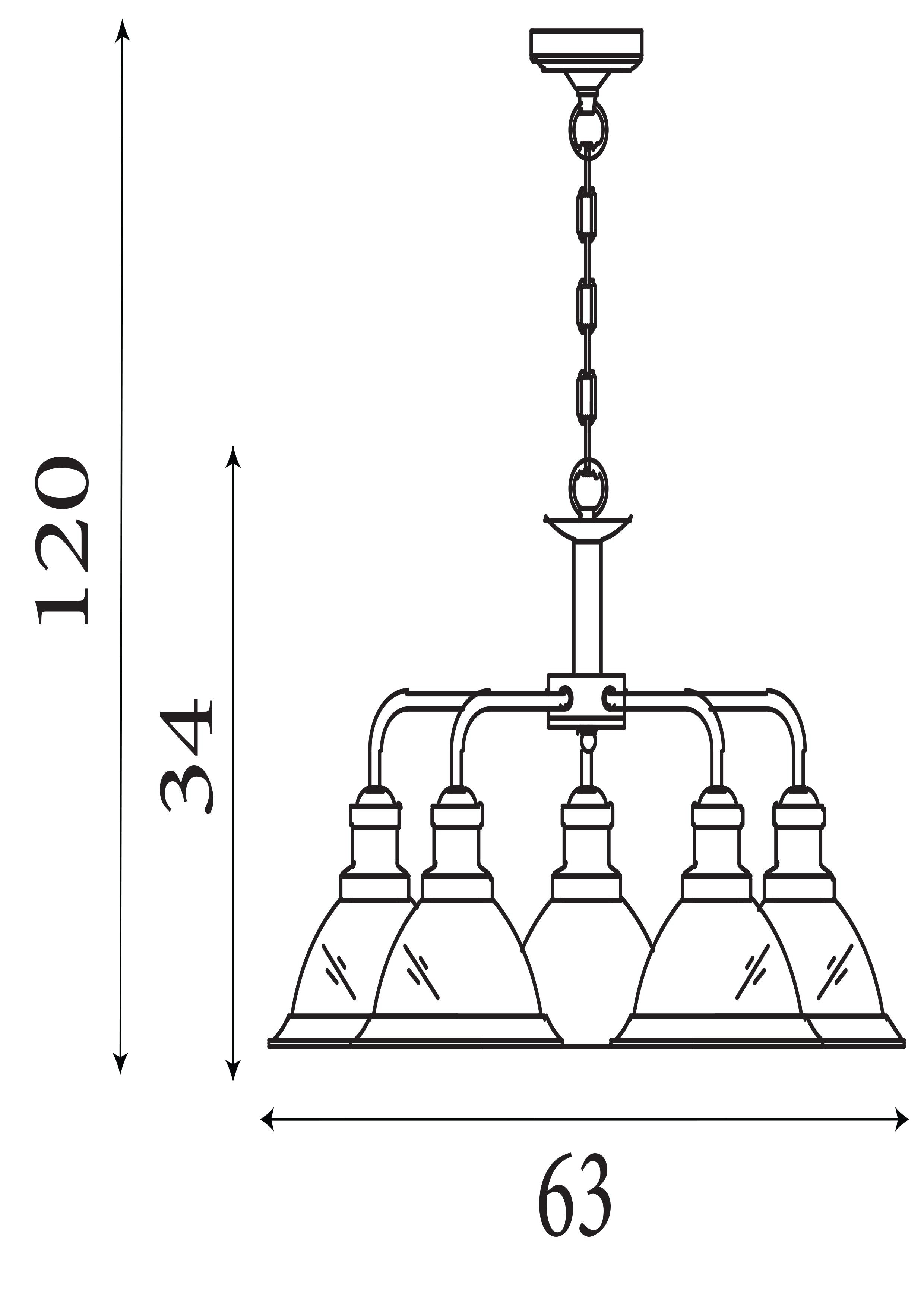 Searchlight Beech 5 Light Ceiling Fitting - Antique Brass & Marble Glass Shades