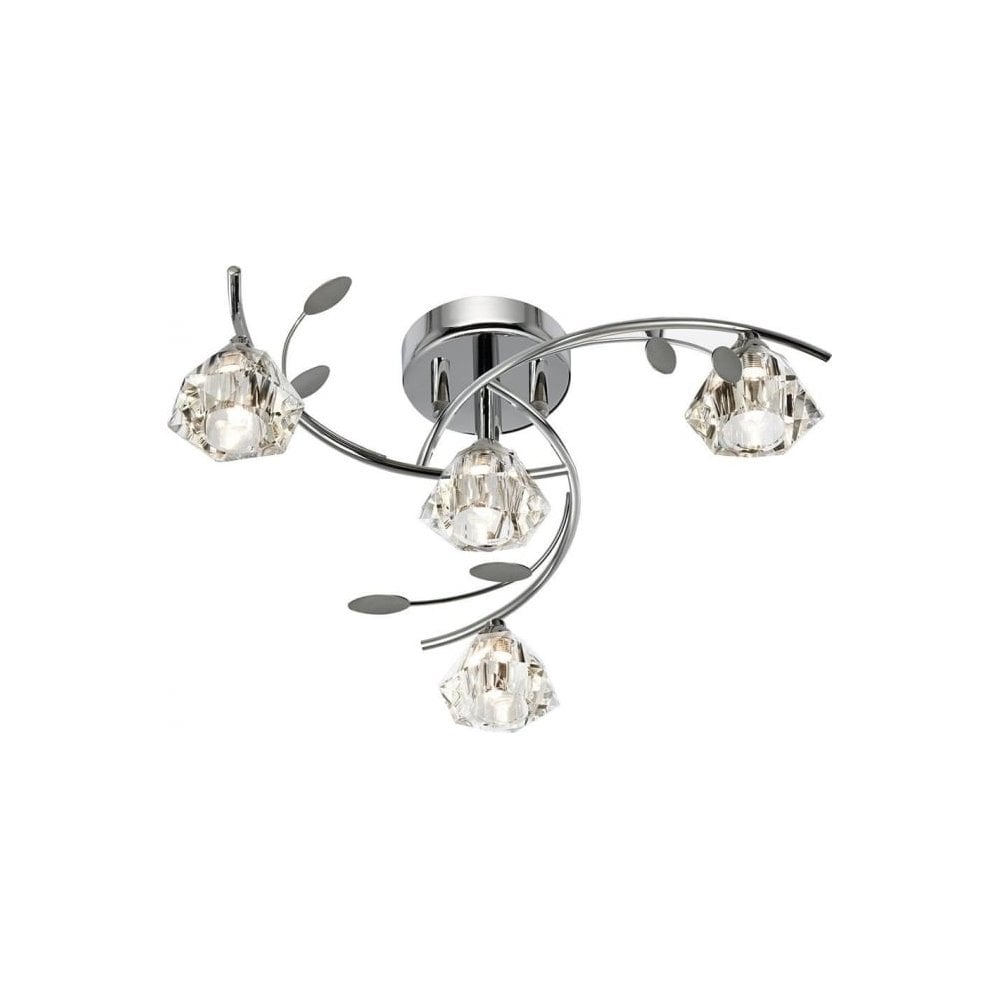 Searchlight Shotwick - 4 Light Semi-Flush Fitting, Chrome, Clear Glass