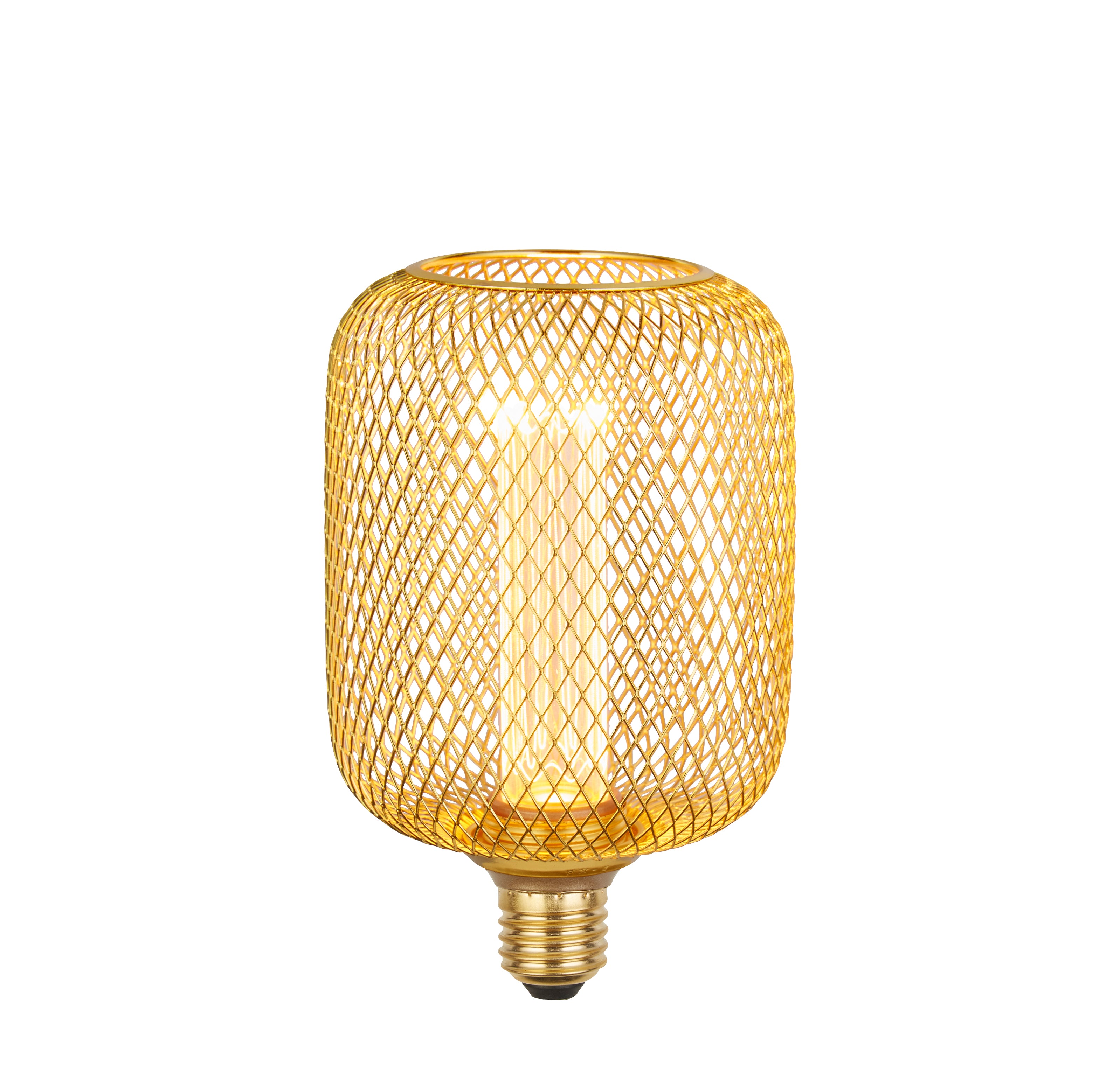 Searchlight E27 LED 3.5W Wire Mesh Effect Drum Lamp - 1800K - Dimmable - Gold Metal