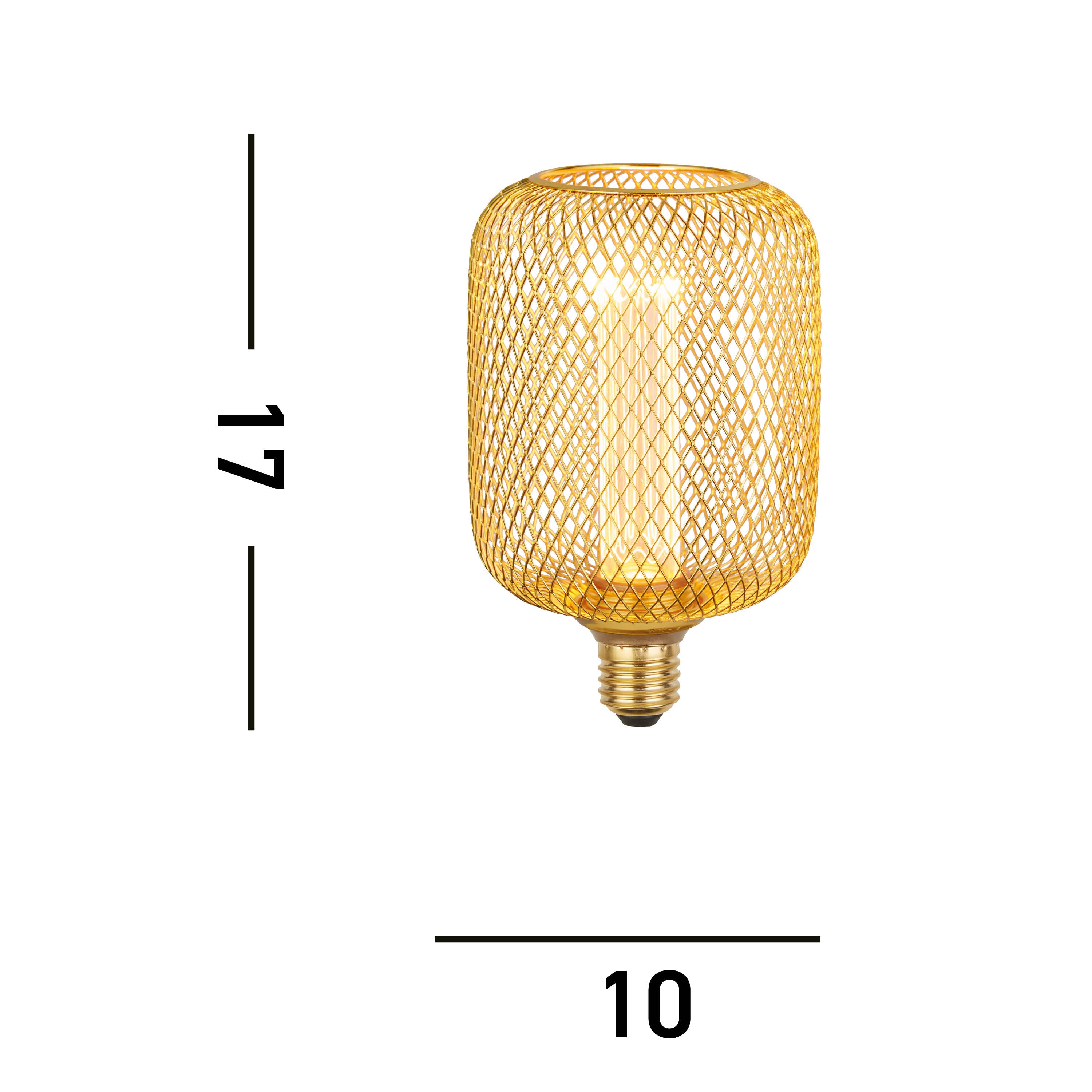 Searchlight E27 LED 3.5W Wire Mesh Effect Drum Lamp - 1800K - Dimmable - Gold Metal