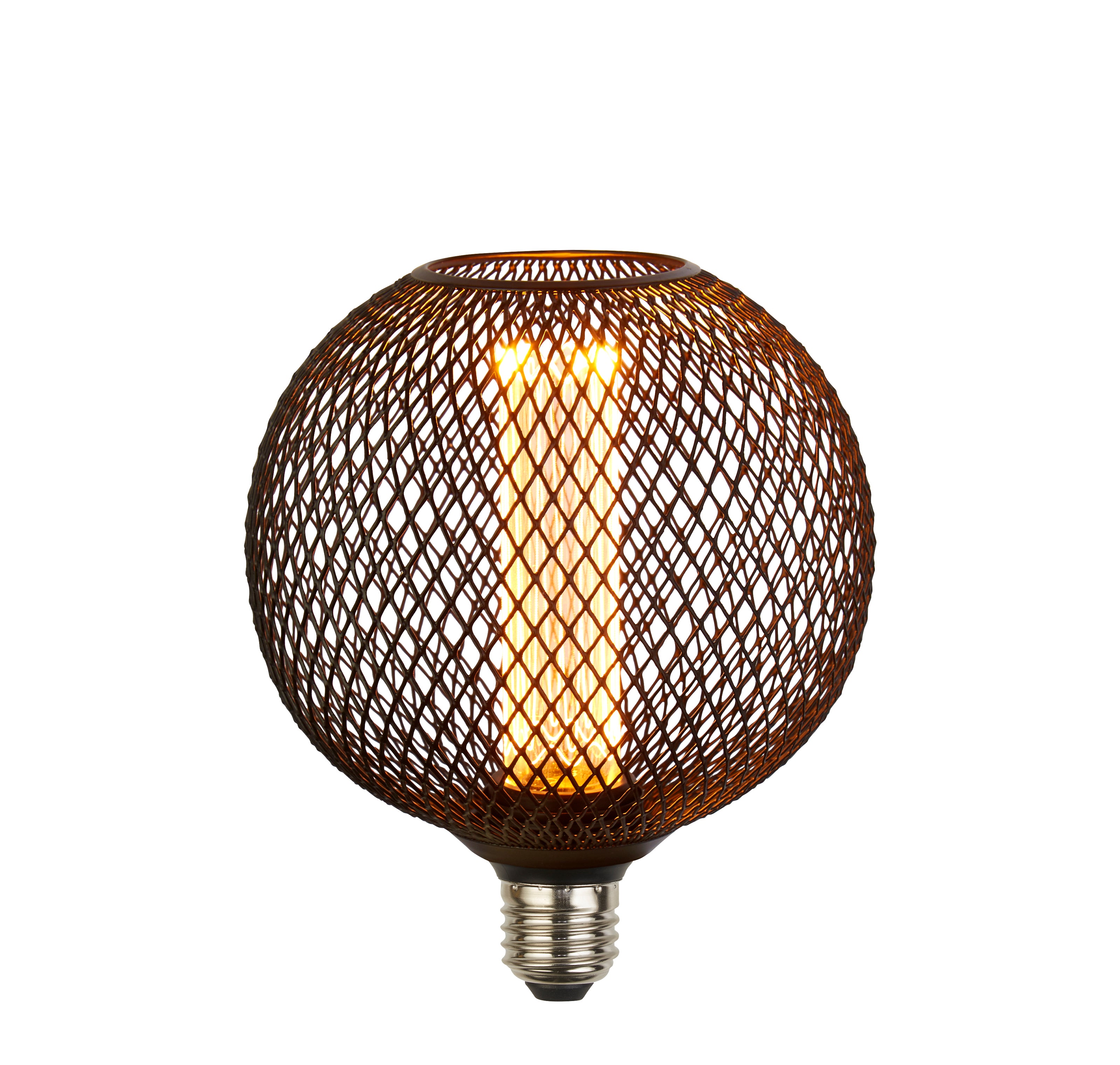 Searchlight E27 LED 3.5W Wire Mesh Effect Globe Lamp - 1800K - Dimmable - Black Metal