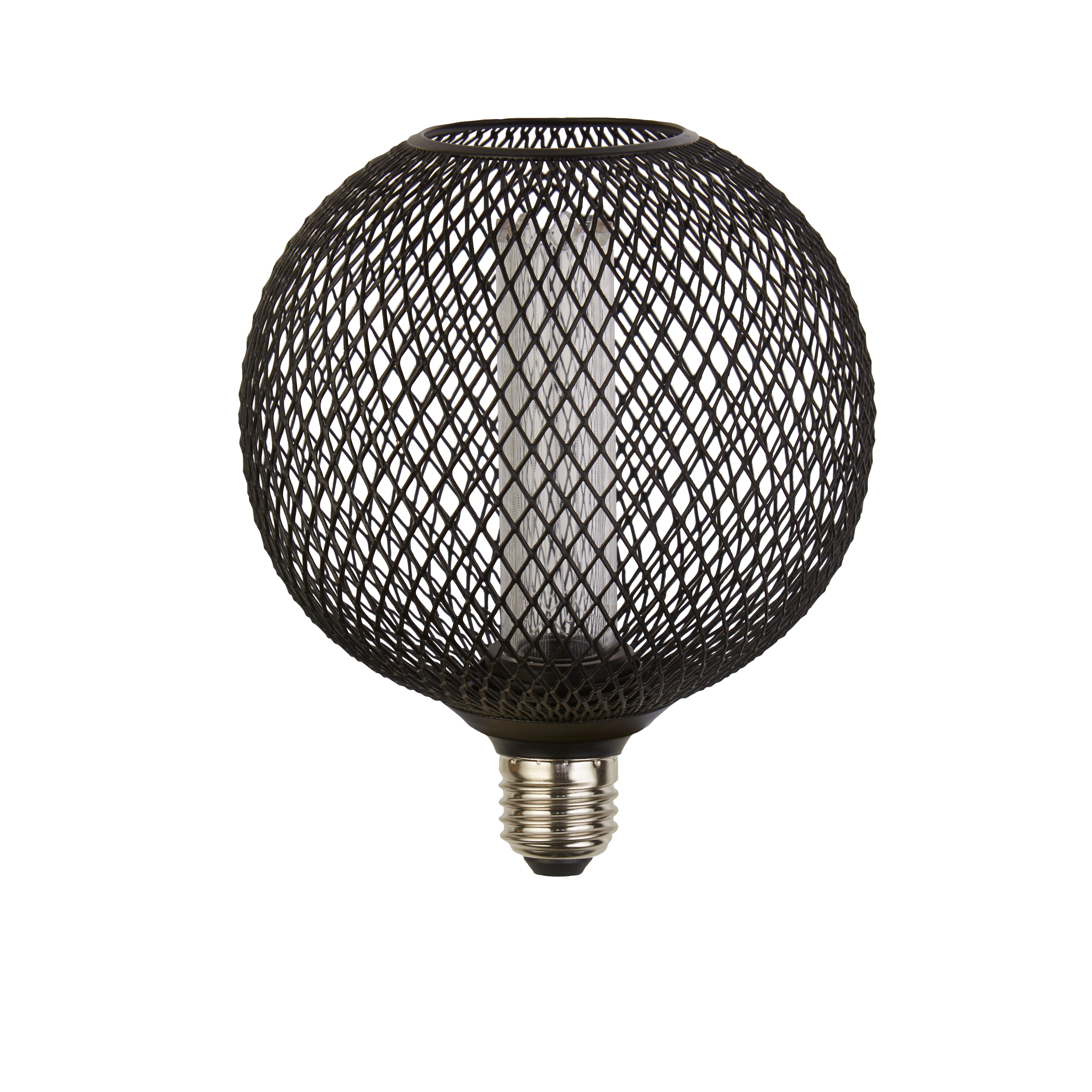 Searchlight E27 LED 3.5W Wire Mesh Effect Globe Lamp - 1800K - Dimmable - Black Metal