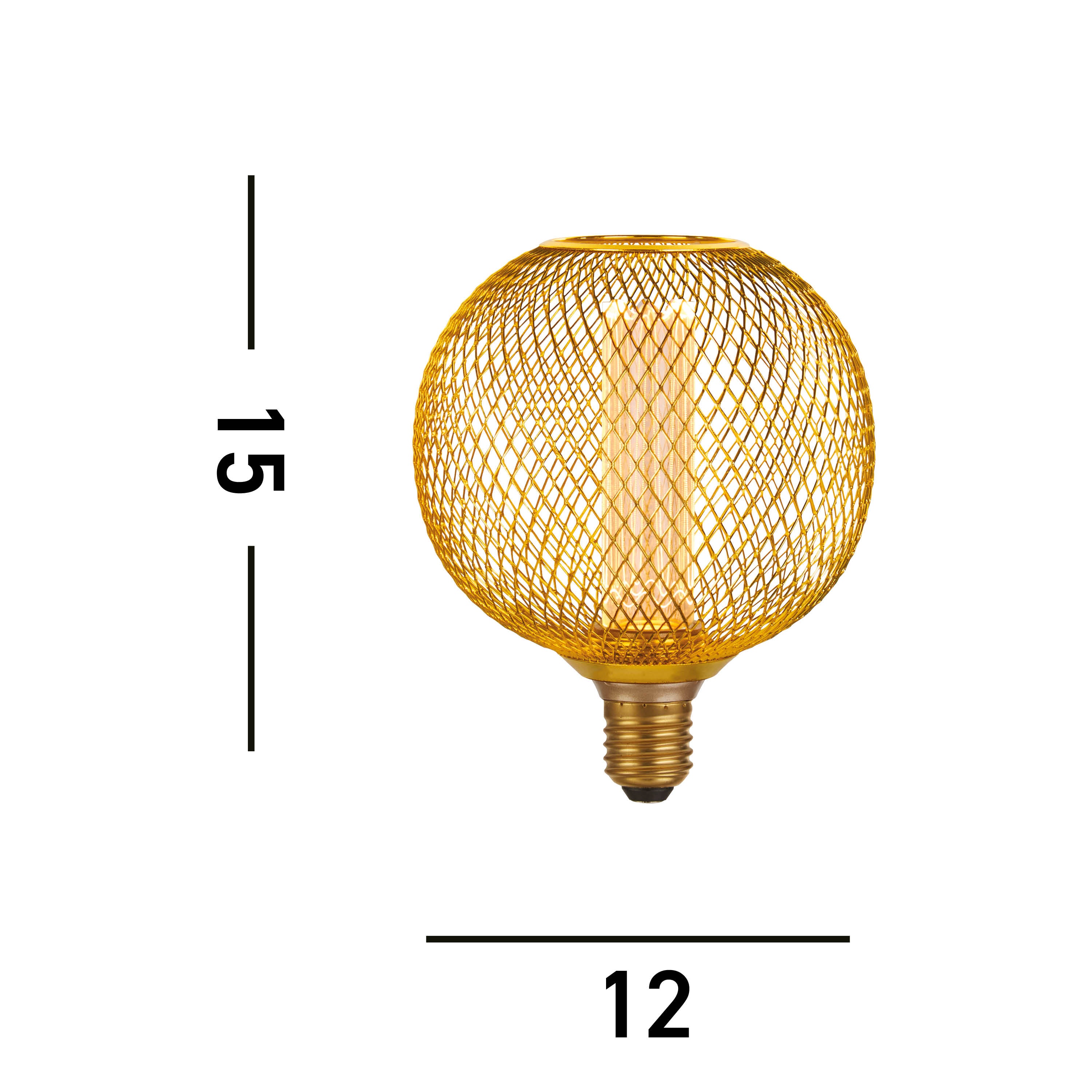 Searchlight E27 LED 3.5W Wire Mesh Effect Globe Lamp - 1800K - Dimmable - Gold Metal