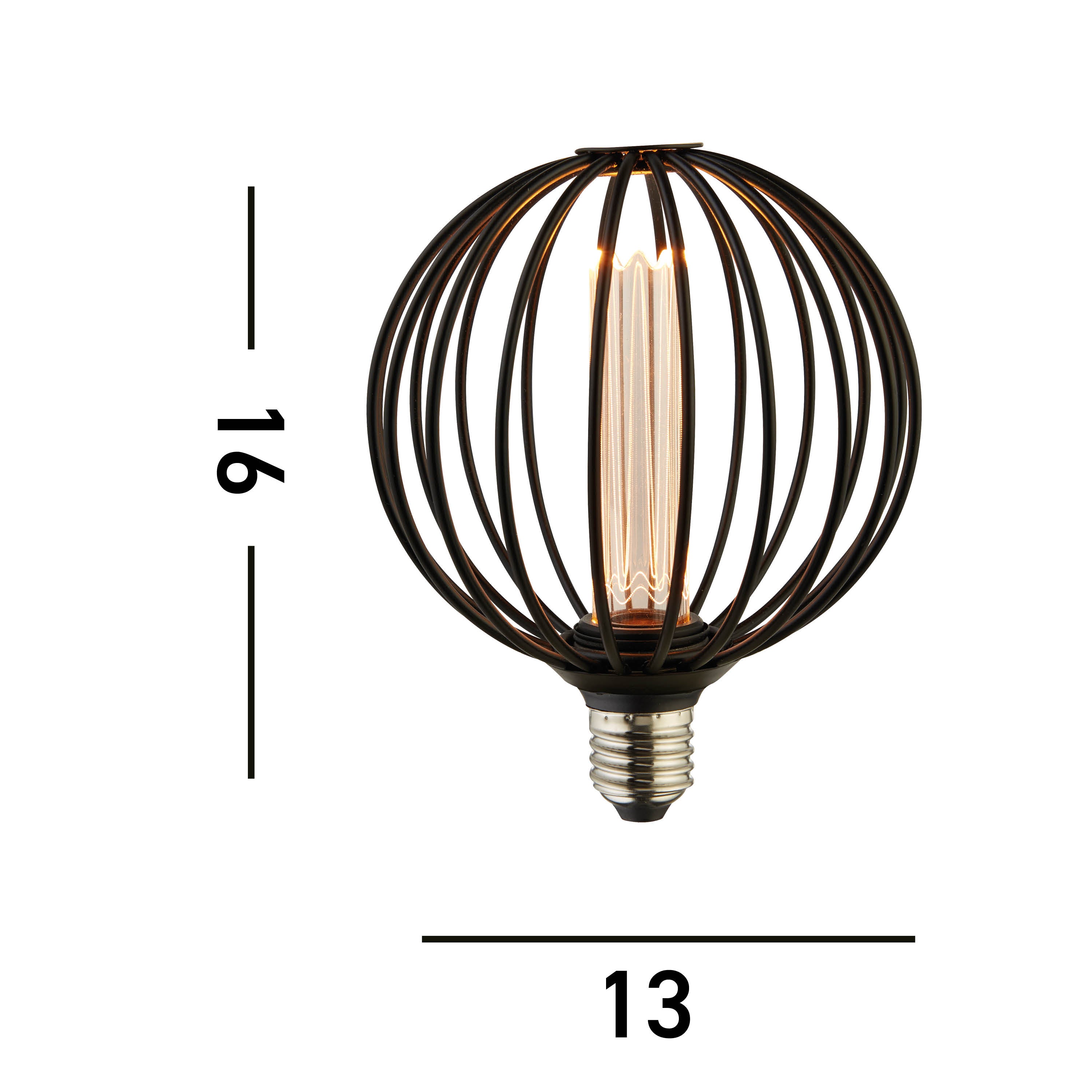 Searchlight E27 LED 3.5W Globe Lamp - 1800K - Dimmable - Black