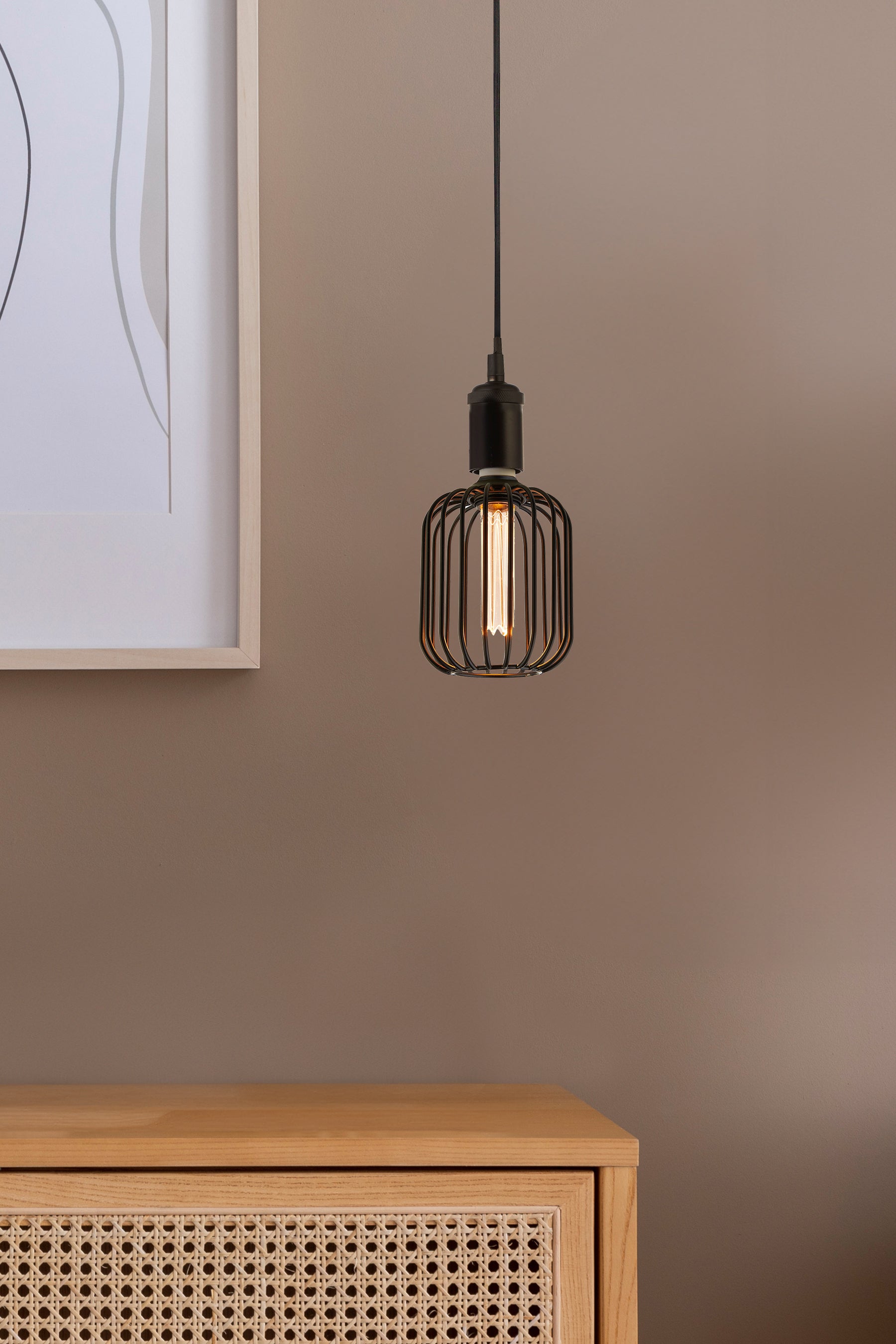 Searchlight E27 LED 3.5W Drum Lamp - 1800K - Dimmable - Black