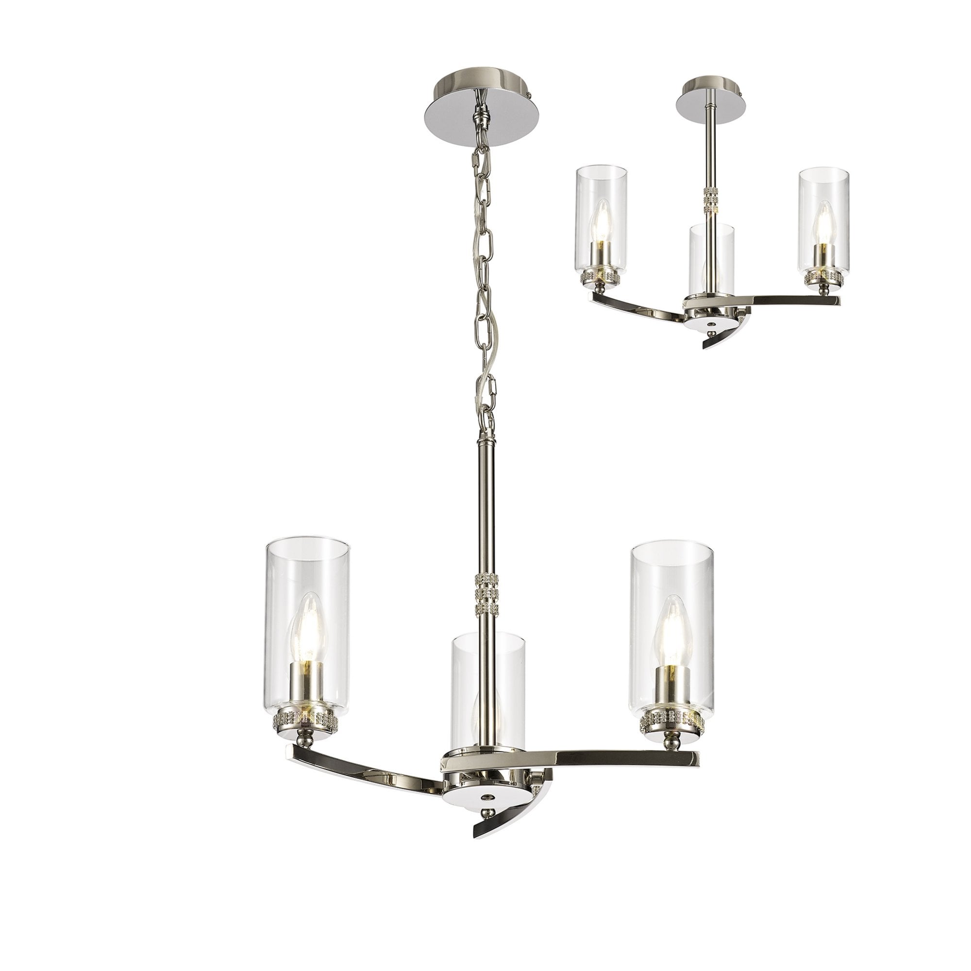 Fabula Heathcote 3 Light Pendant/Semi-Flush Light - Polished Nickel
