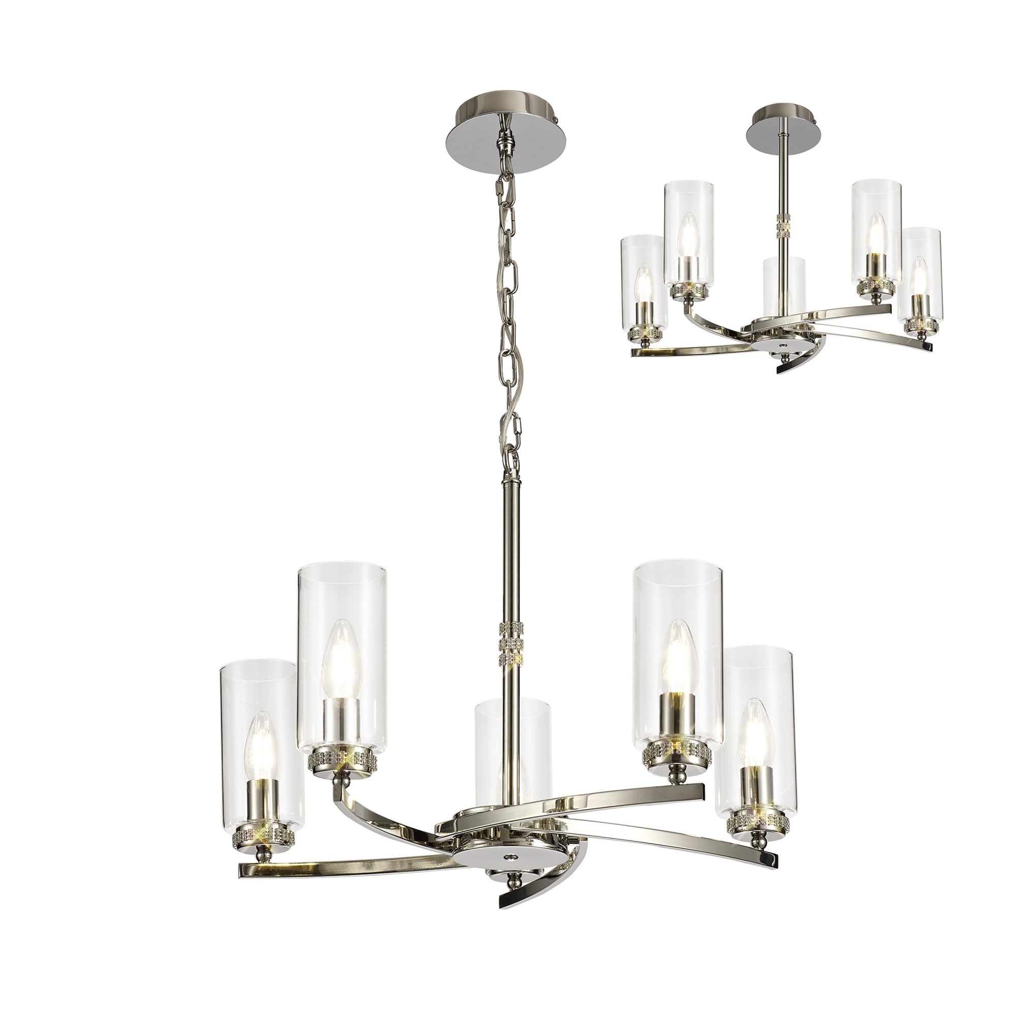 Fabula Heathcote 5 Light Pendant/Semi-Flush Light - Polished Nickel