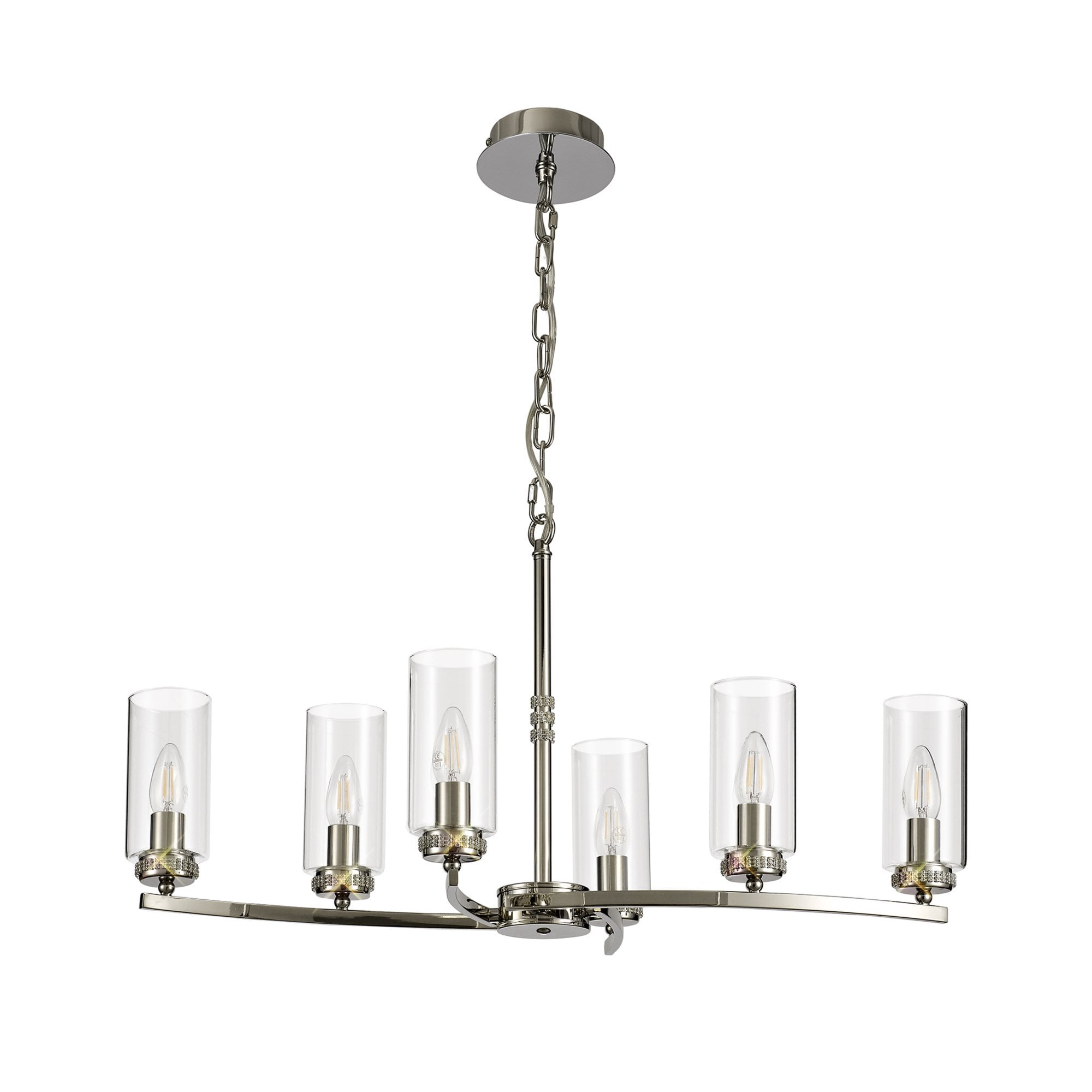 Fabula Heathcote 6 Light Rectangular Pendant/Semi-Flush Light - Polished Nickel