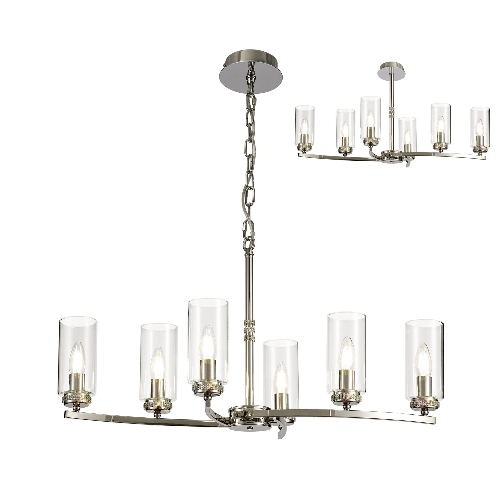 Fabula Heathcote 6 Light Rectangular Pendant/Semi-Flush Light - Polished Nickel