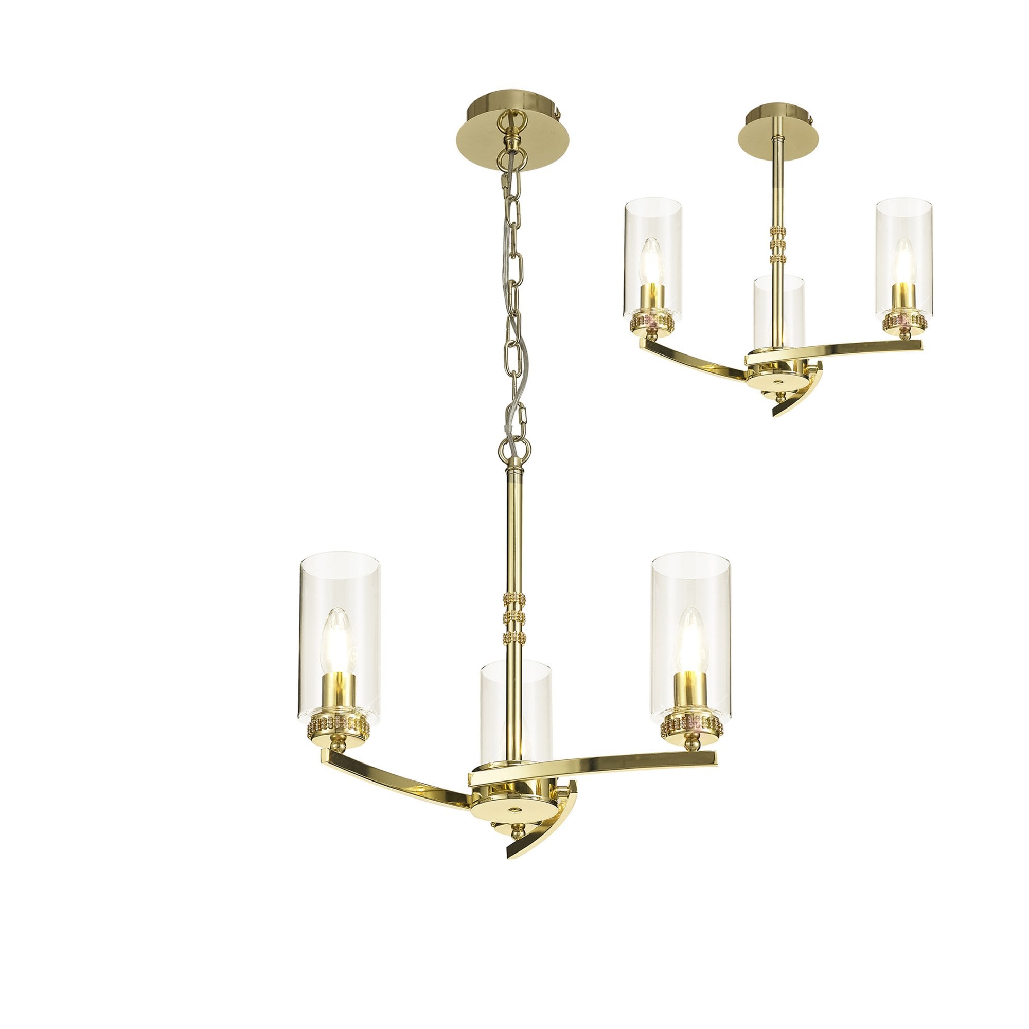 Fabula Heathcote 3 Light Pendant/Semi-Flush Light - Polished Gold