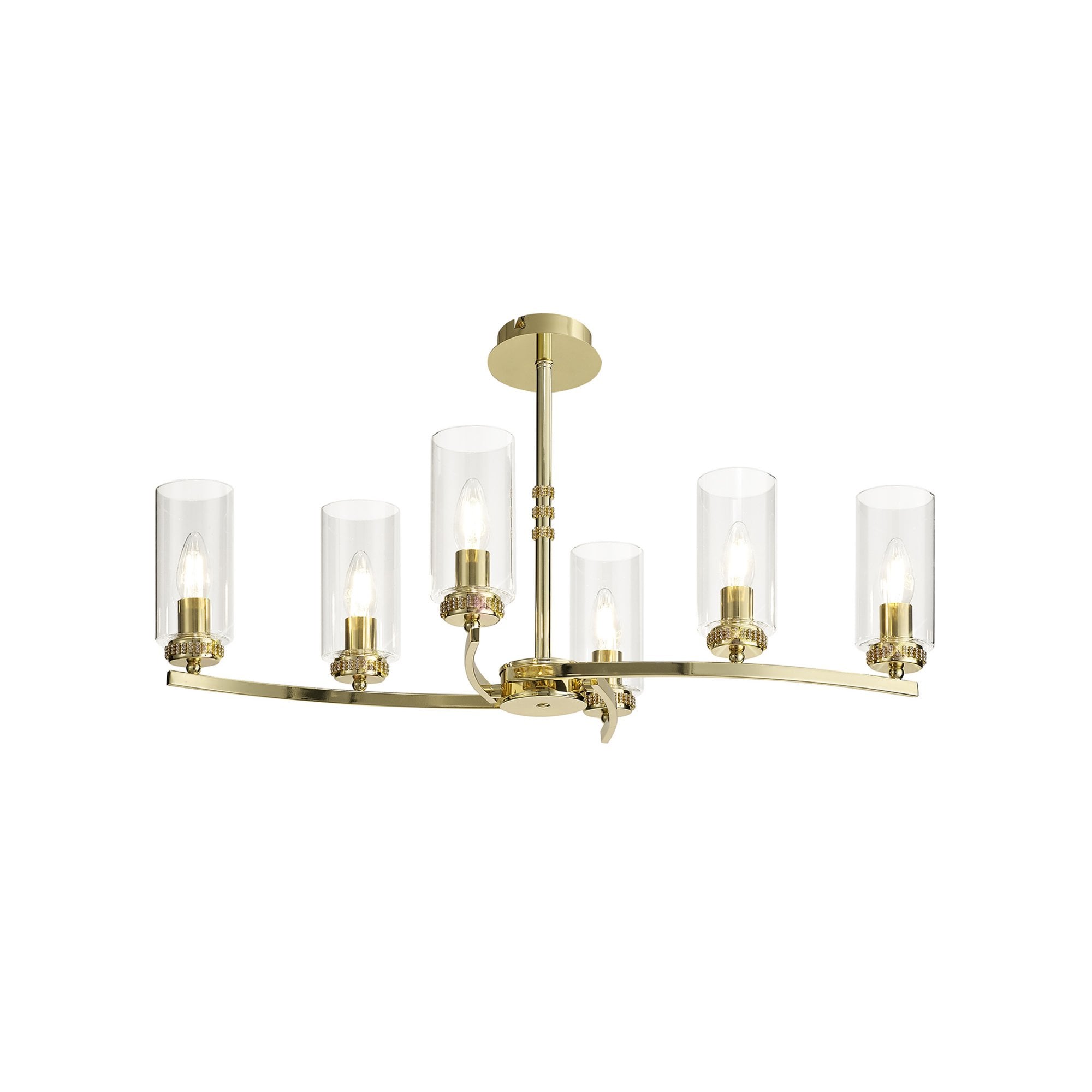 Fabula Heathcote 6 Light Rectangular Pendant/Semi-Flush Light - Polished Gold