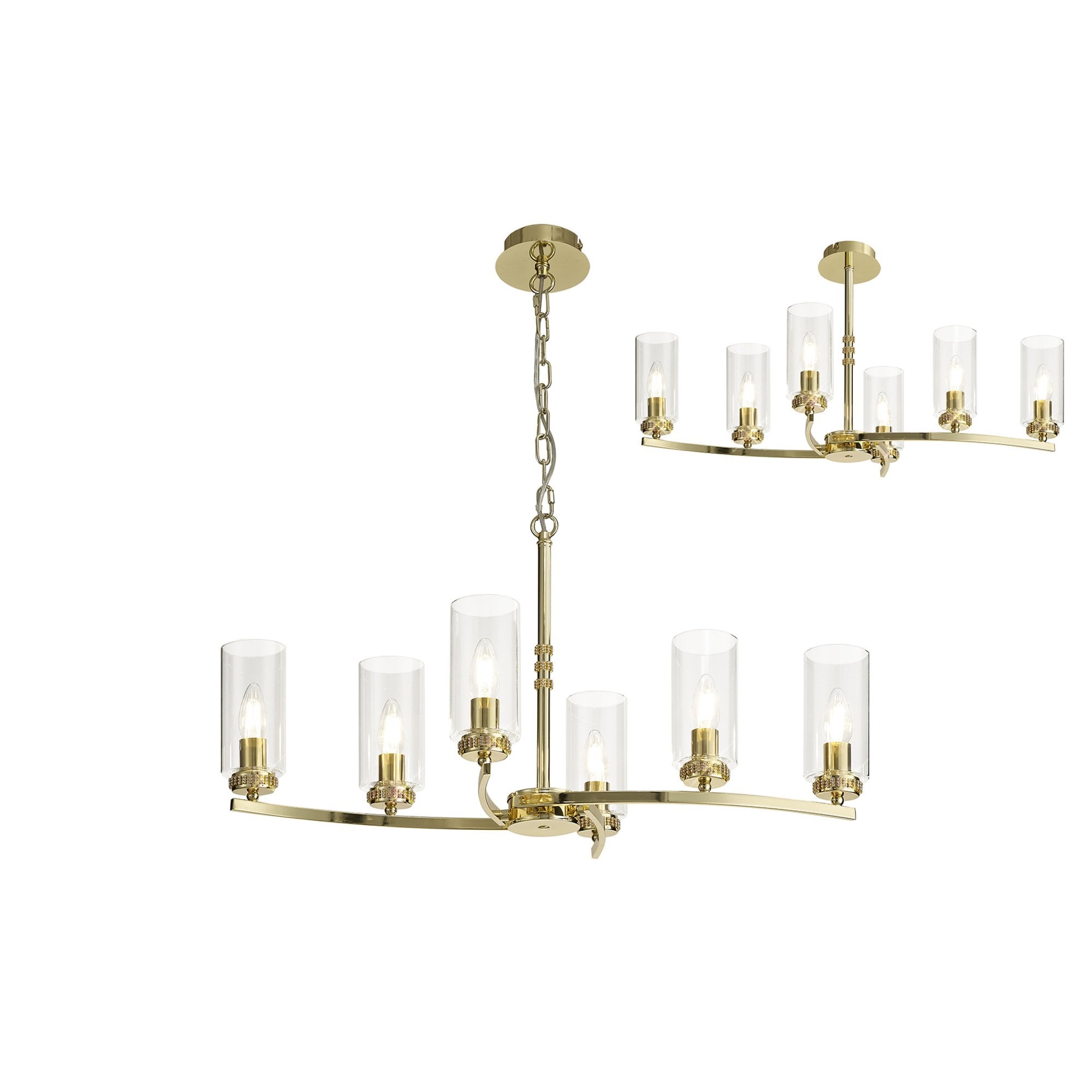 Fabula Heathcote 6 Light Rectangular Pendant/Semi-Flush Light - Polished Gold