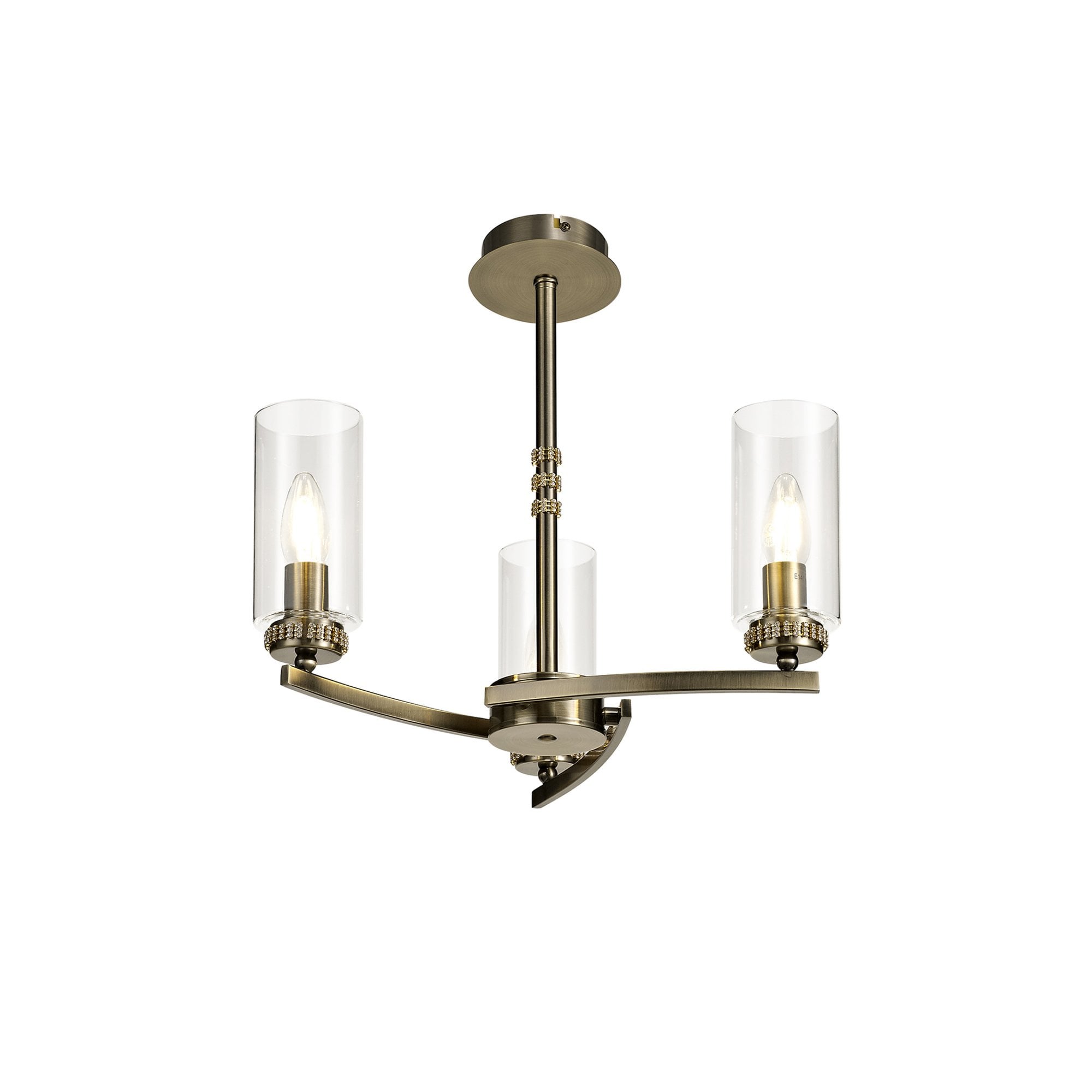 Fabula Heathcote 3 Light Pendant/Semi-Flush Light - Antique Brass