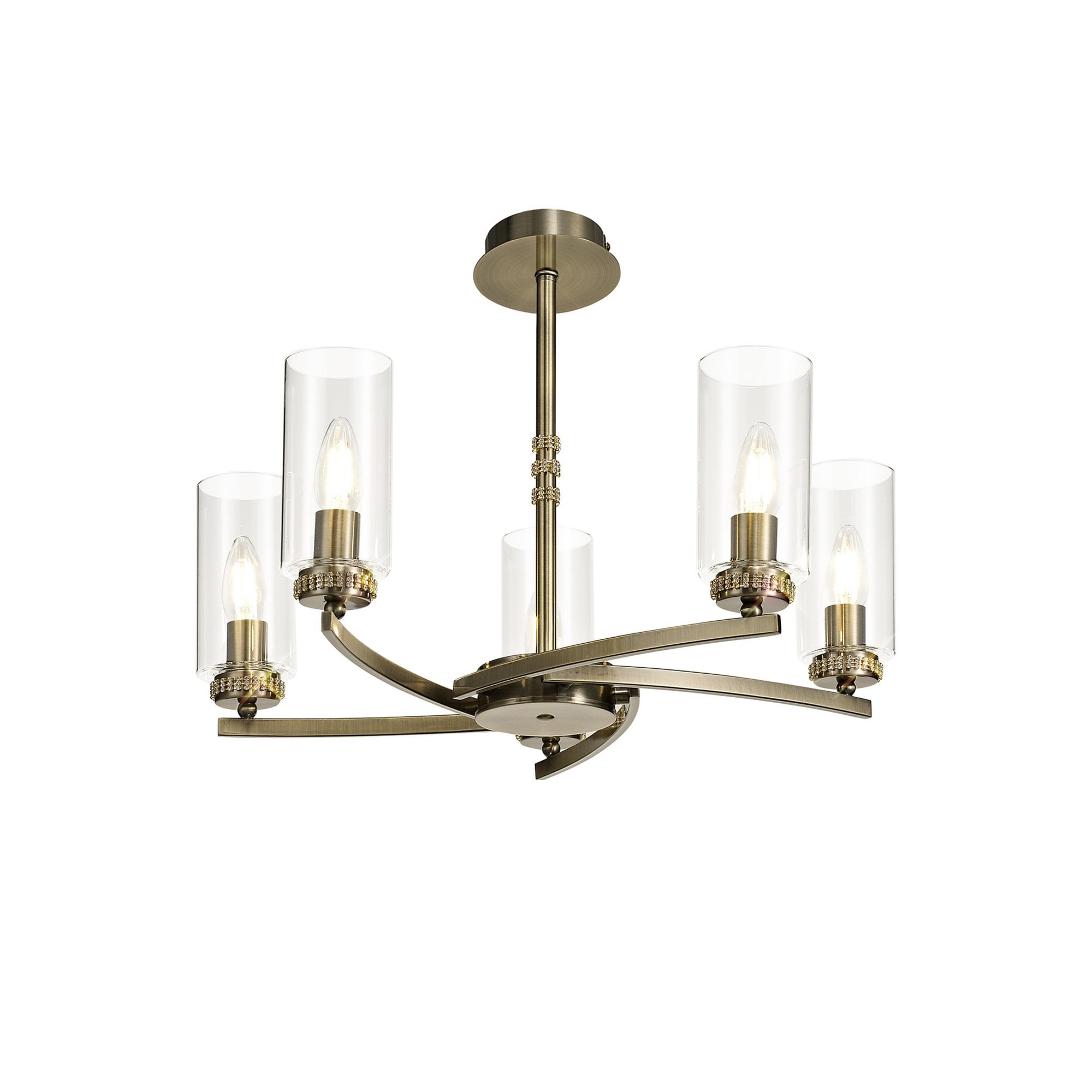 Fabula Heathcote 5 Light Pendant/Semi-Flush Light - Antique Brass