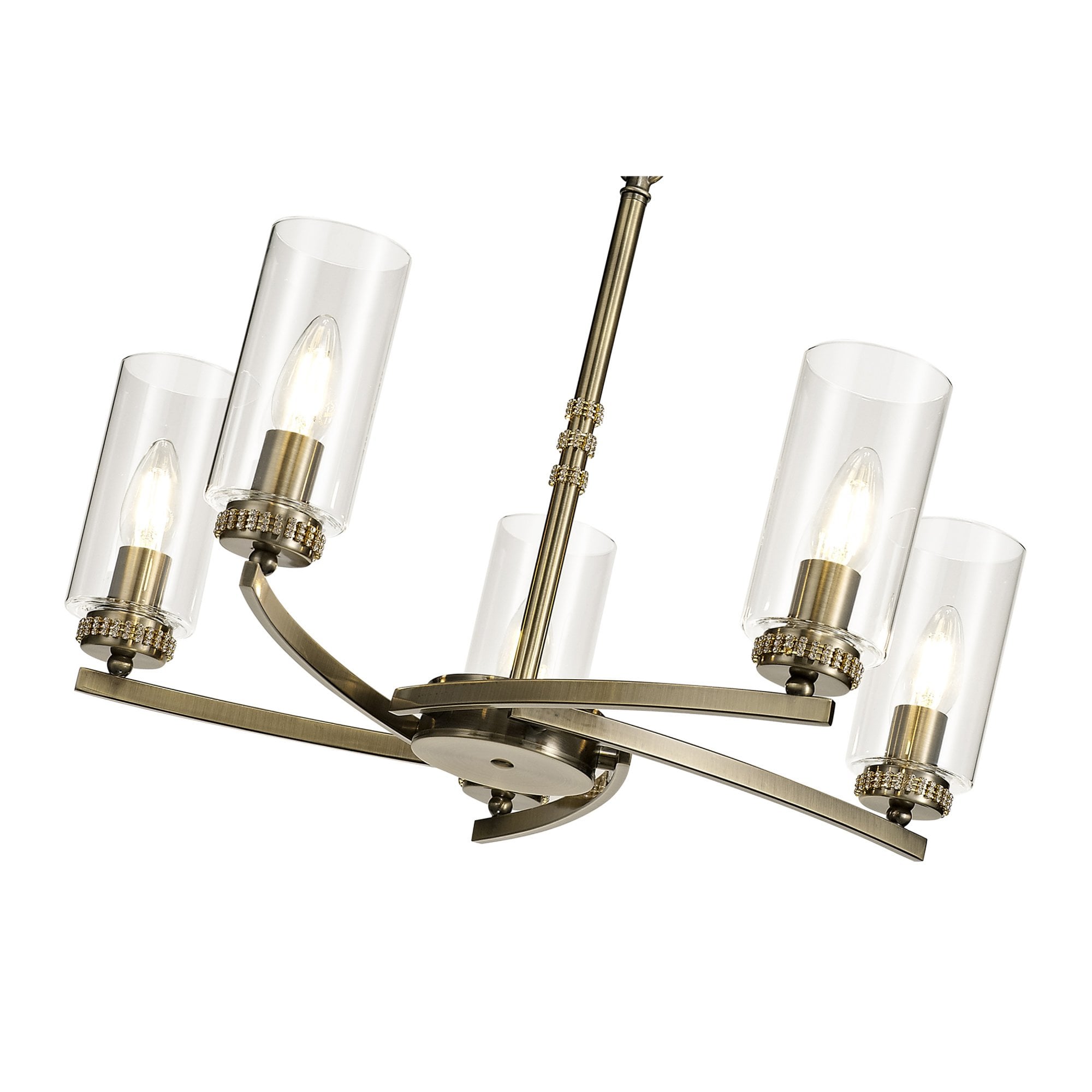 Fabula Heathcote 5 Light Pendant/Semi-Flush Light - Antique Brass