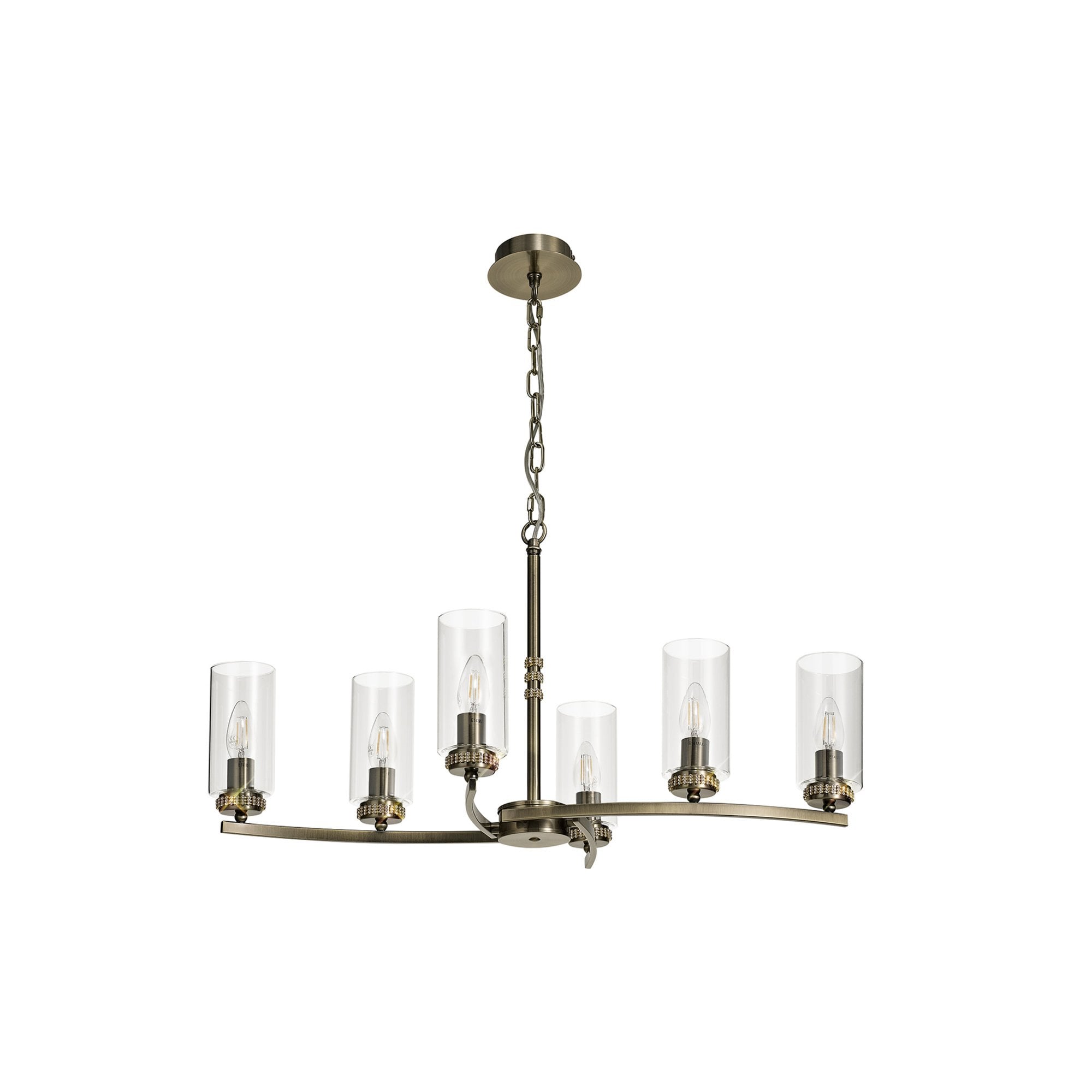 Fabula Heathcote 6 Light Rectangular Pendant/Semi-Flush Light - Antique Brass