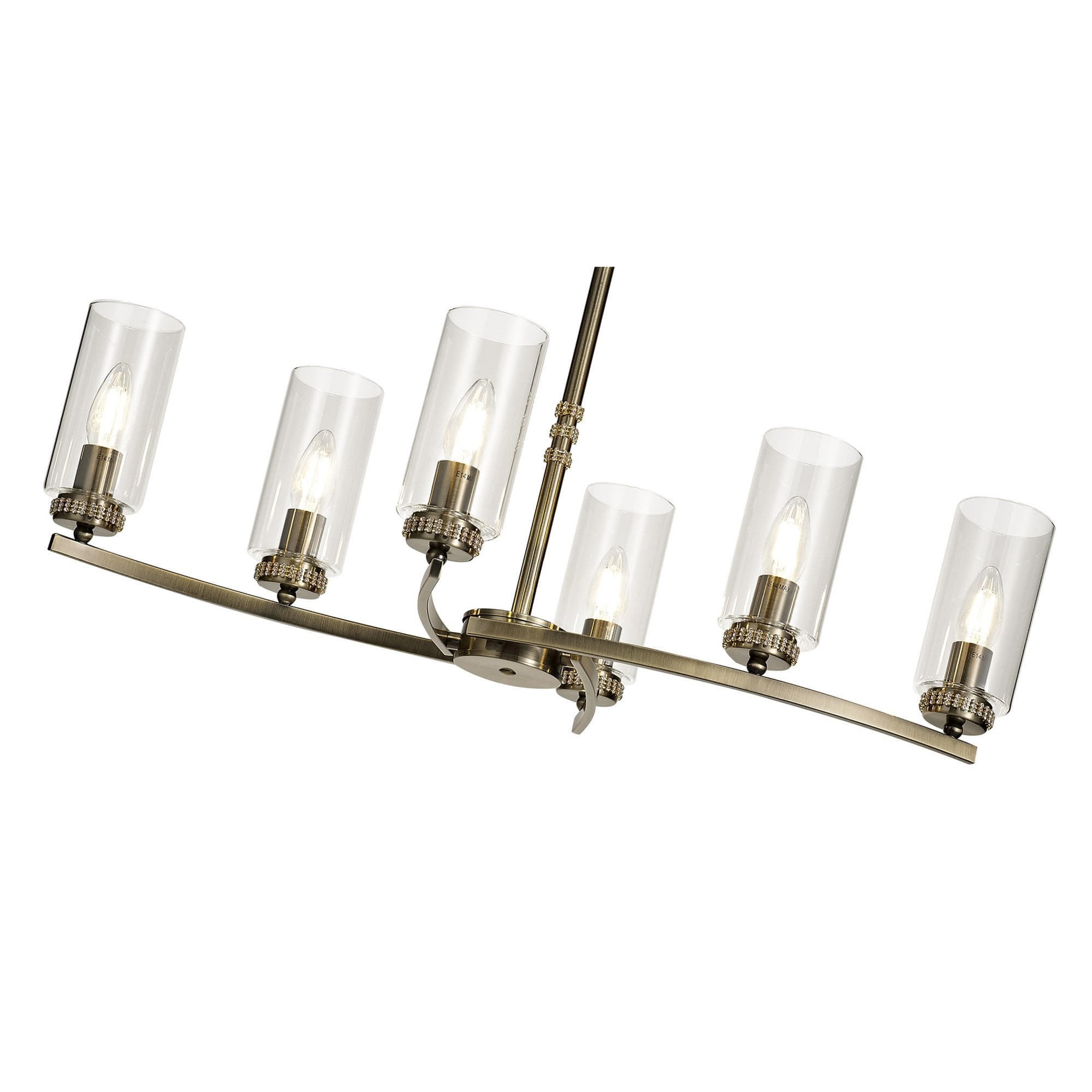 Fabula Heathcote 6 Light Rectangular Pendant/Semi-Flush Light - Antique Brass