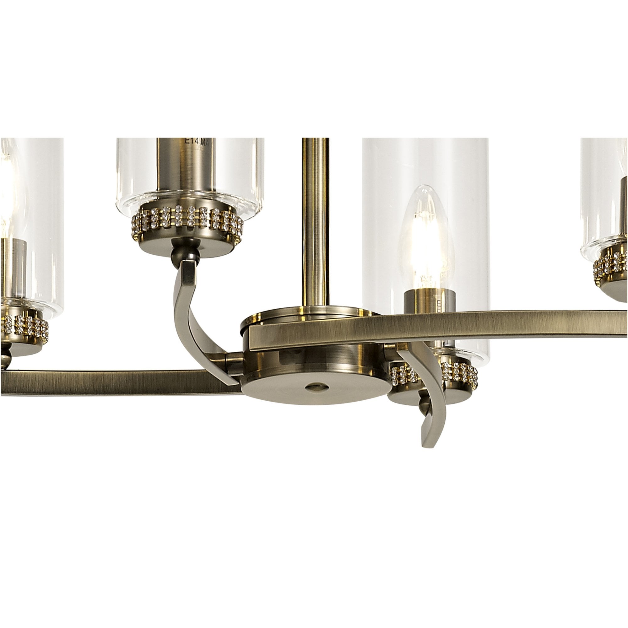 Fabula Heathcote 6 Light Rectangular Pendant/Semi-Flush Light - Antique Brass
