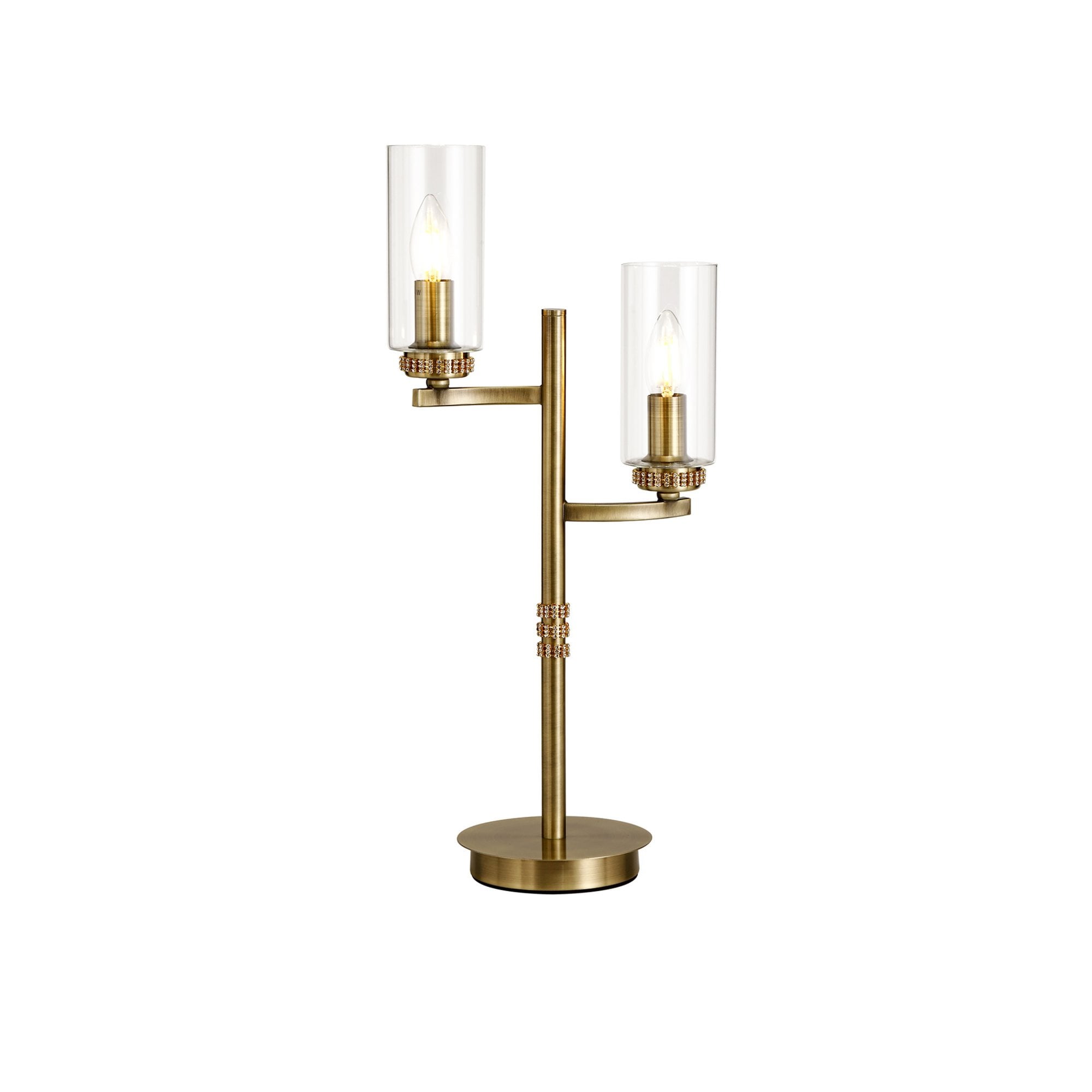 Fabula Heathcote 2 Light Table Lamp - Antique Brass