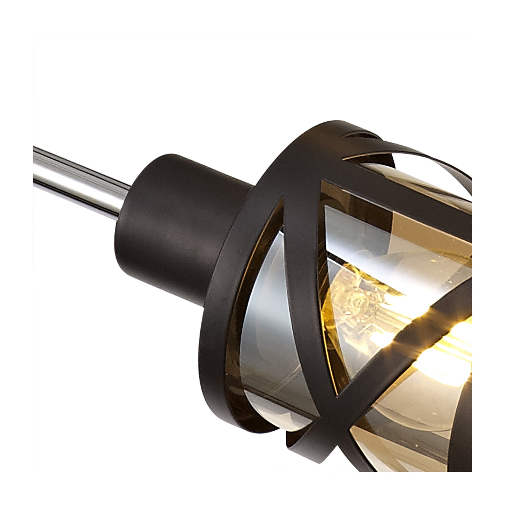 Fabula Leaden Adjustable 4 Light Pendant - Oiled Bronze, Polished Chrome & Amber Glass