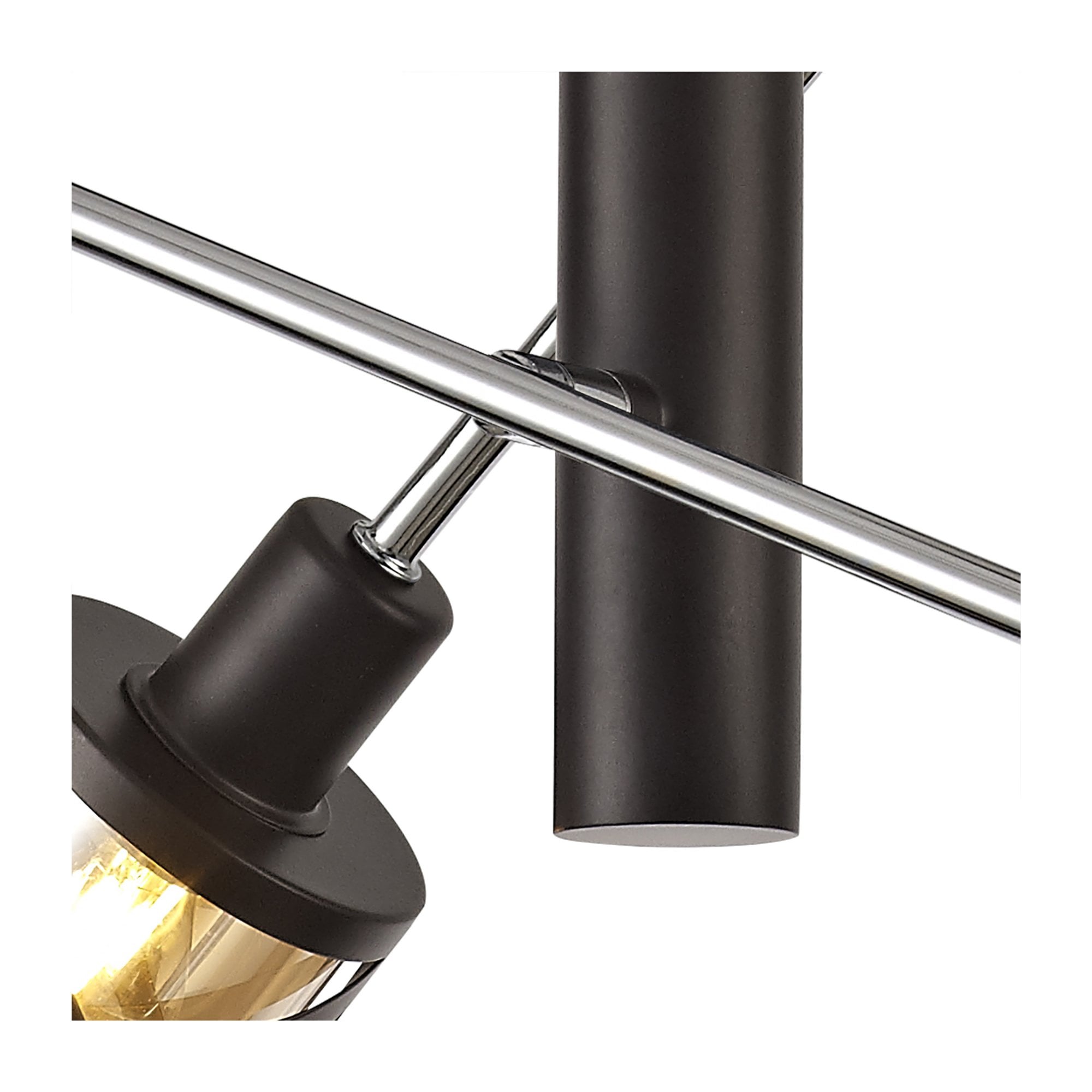 Fabula Leaden Adjustable 4 Light Pendant - Oiled Bronze, Polished Chrome & Amber Glass