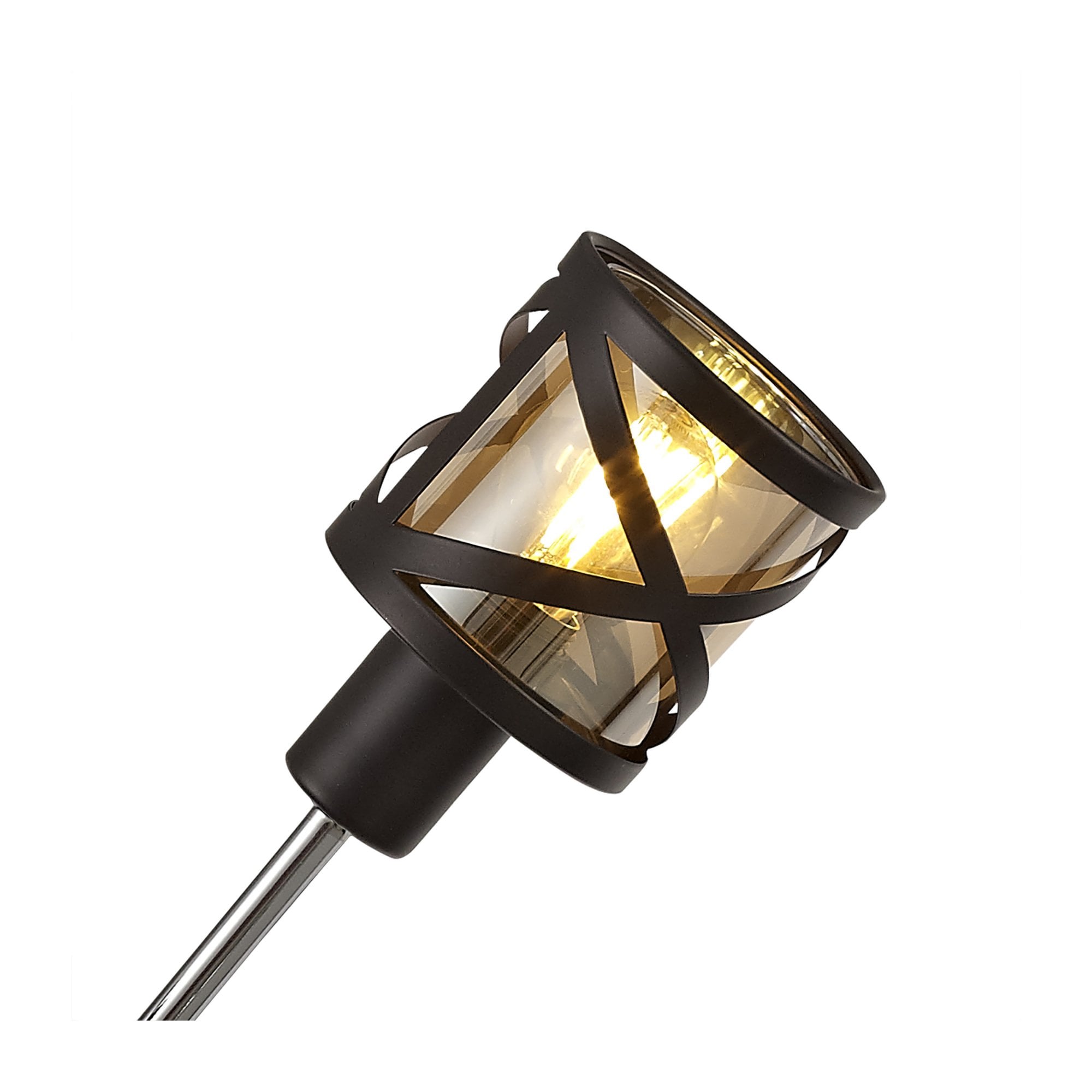 Fabula Leaden Adjustable 4 Light Pendant - Oiled Bronze, Polished Chrome & Amber Glass