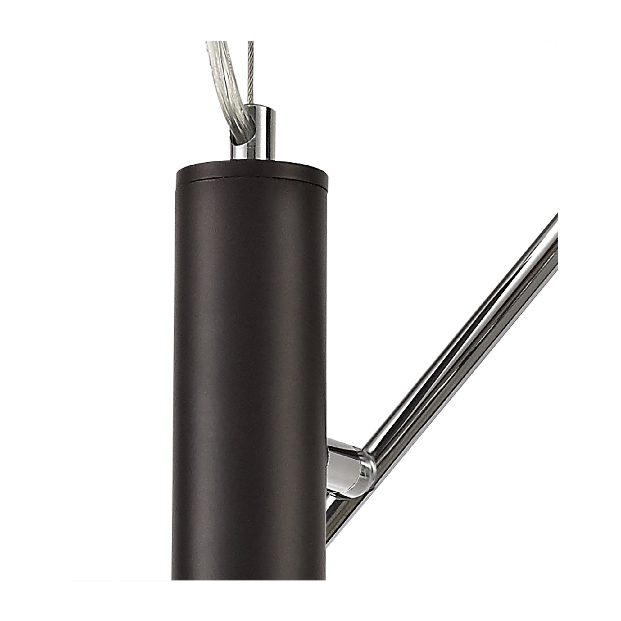 Fabula Leaden Adjustable 4 Light Pendant - Oiled Bronze, Polished Chrome & Amber Glass