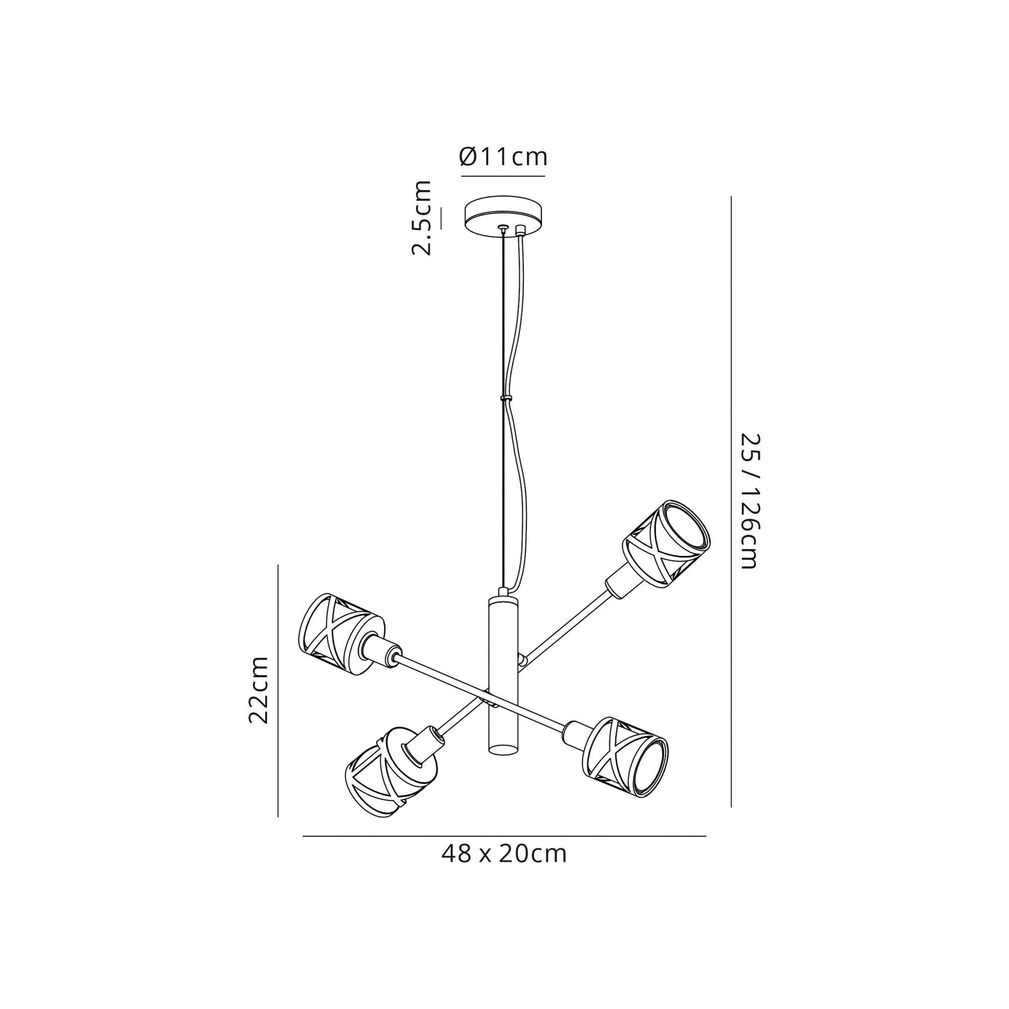 Fabula Leaden Adjustable 4 Light Pendant - Oiled Bronze, Polished Chrome & Amber Glass