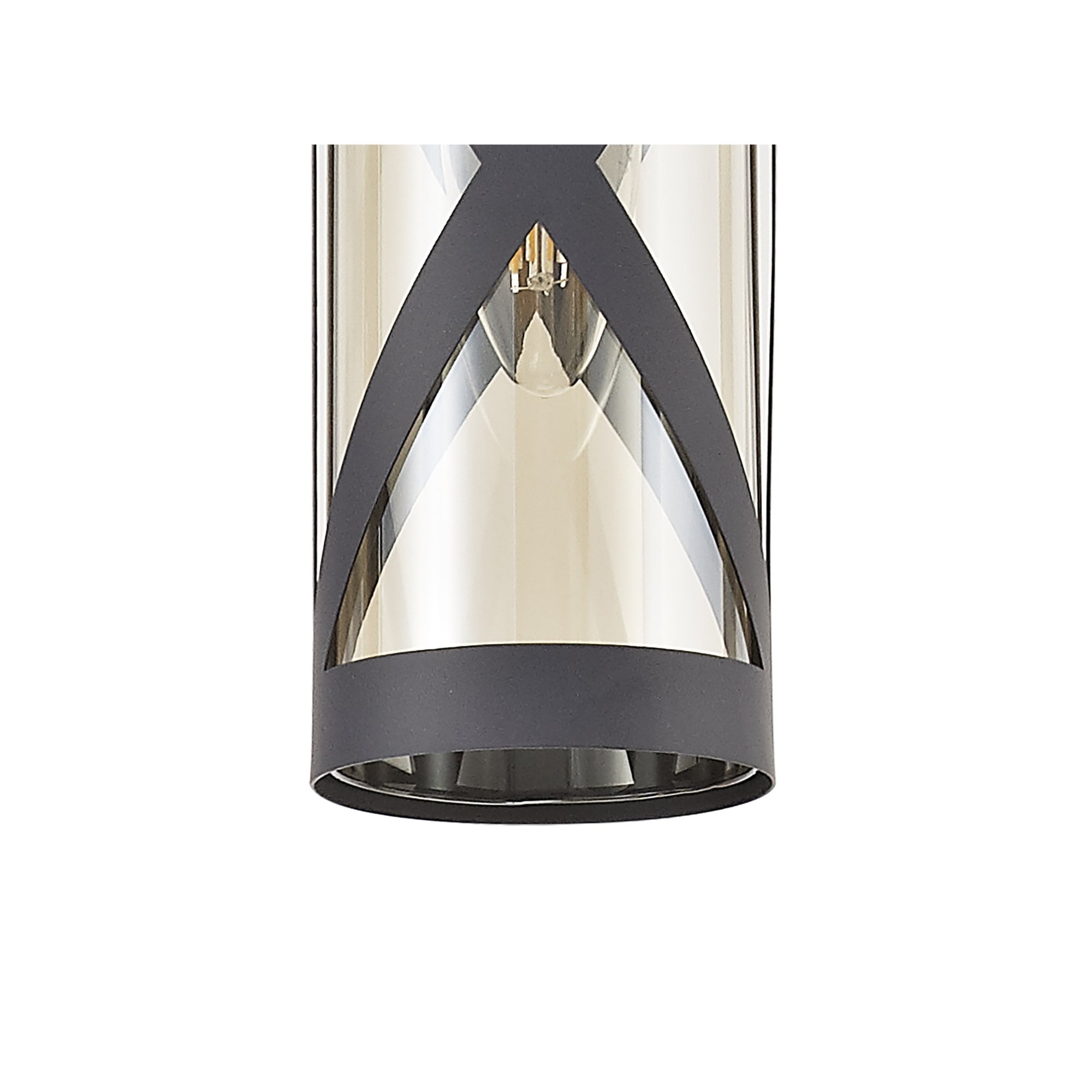 Fabula Leaden Single Pendant - Matt Grey, Polished Chrome & Cognac Glass
