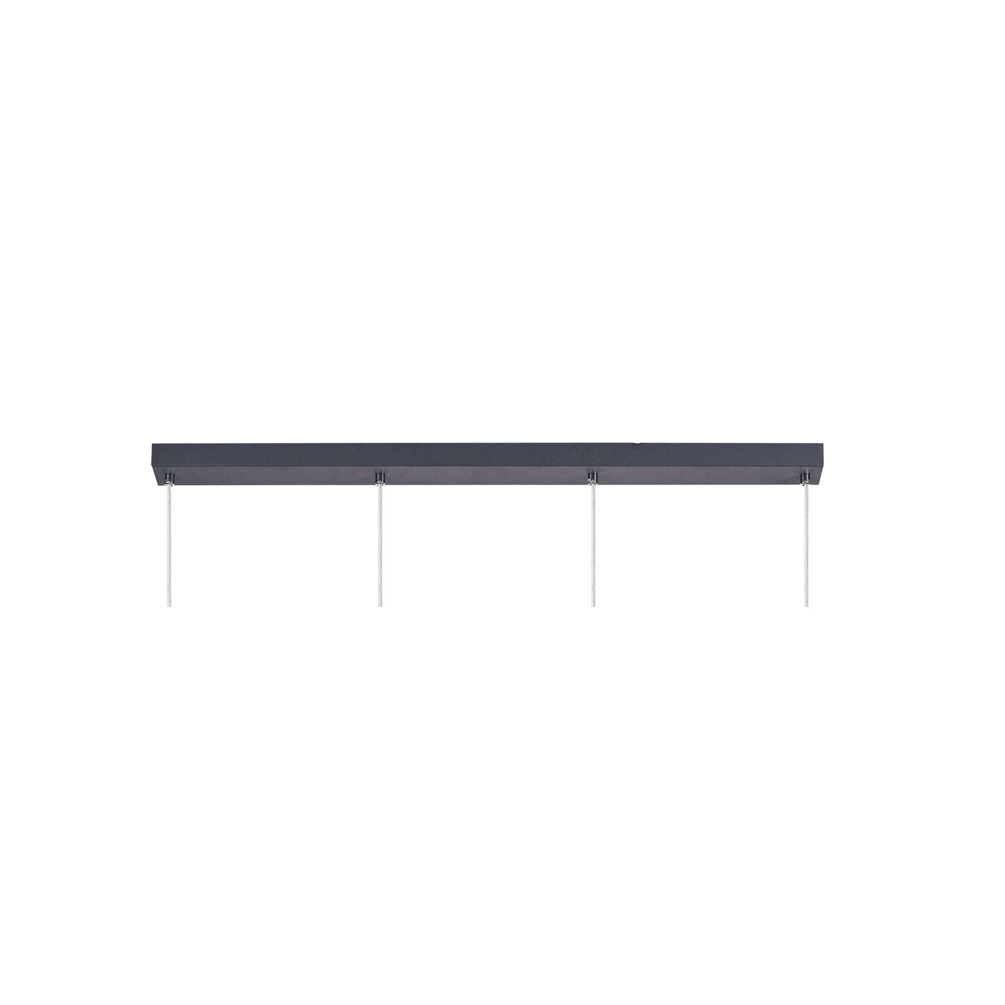 Fabula Leaden 4 Light Linear Bar Pendant - Matt Grey, Polished Chrome & Cognac Glass