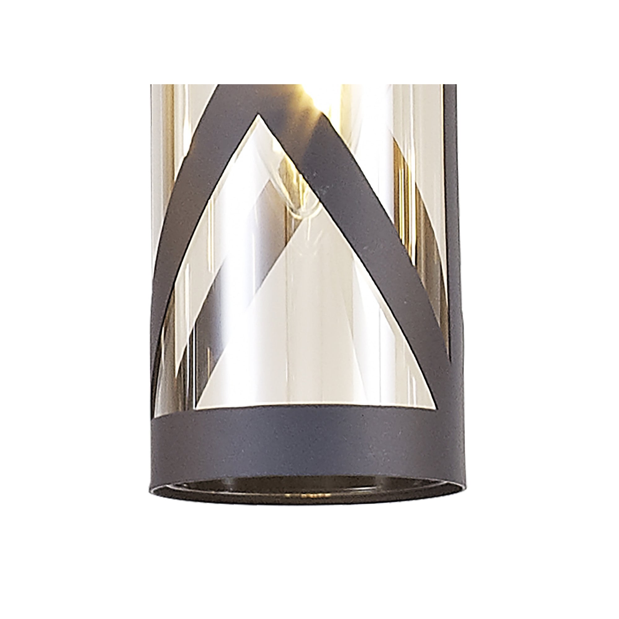 Fabula Leaden 3 Light Round Pendant - Matt Grey, Polished Chrome & Cognac Glass