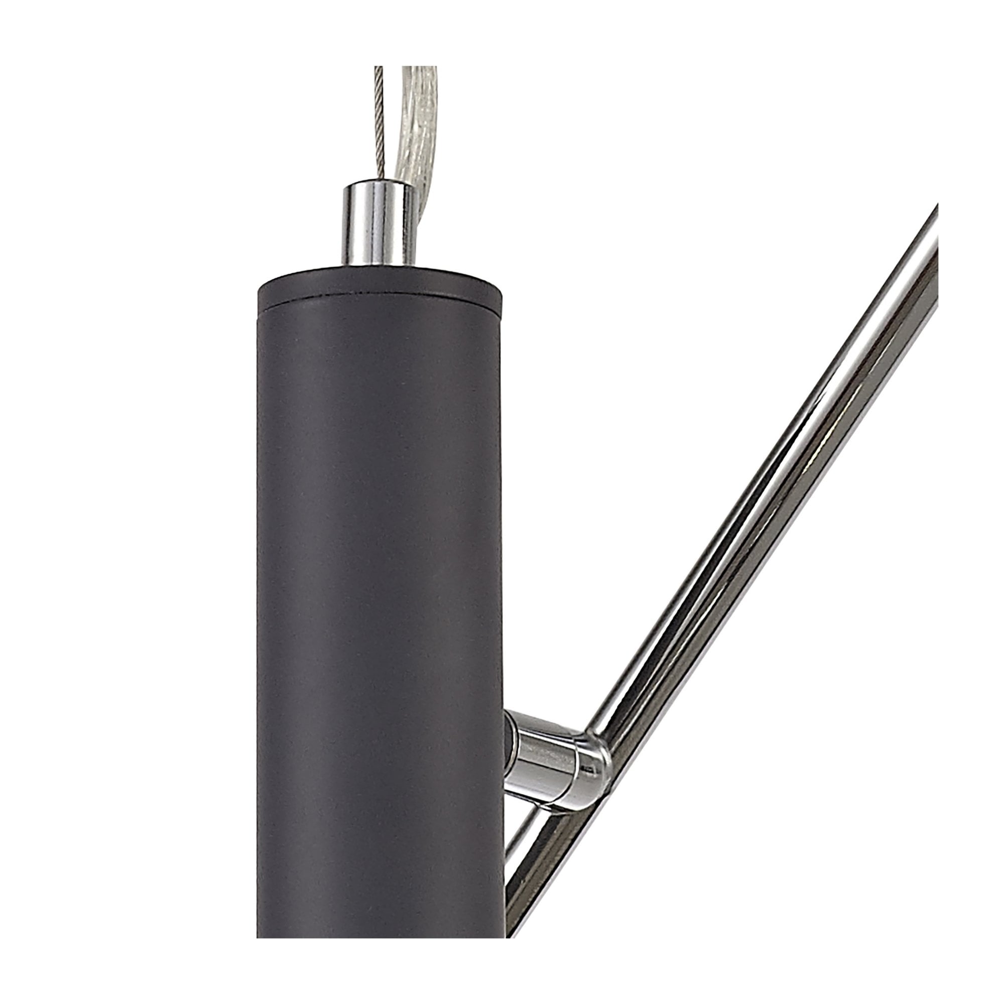 Fabula Leaden Adjustable 4 Light Pendant - Matt Grey, Polished Chrome & Cognac Glass